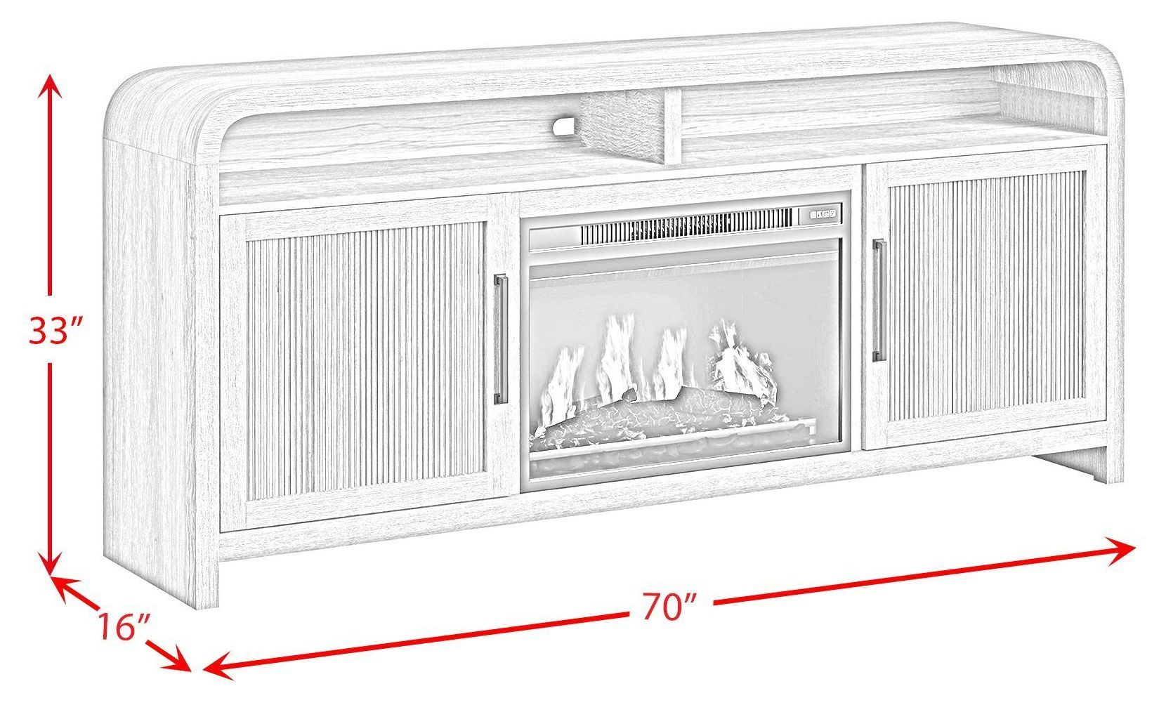 Woodridge Black 70" TV Stand with Fireplace Insert