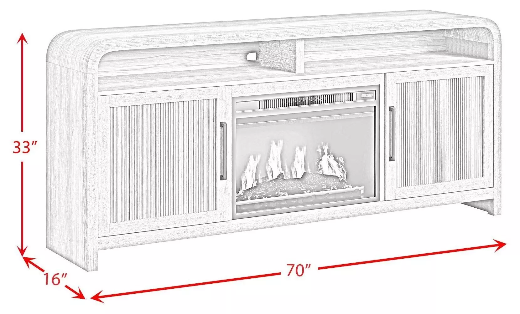 Woodridge Black 70" TV Stand with Fireplace Insert