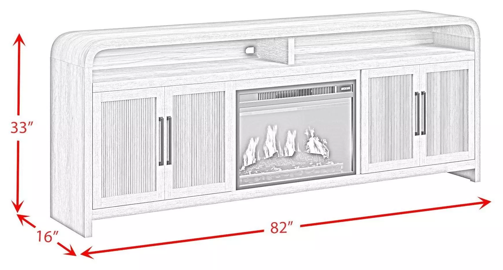 Woodridge Natural 82" TV Stand with Fireplace Insert