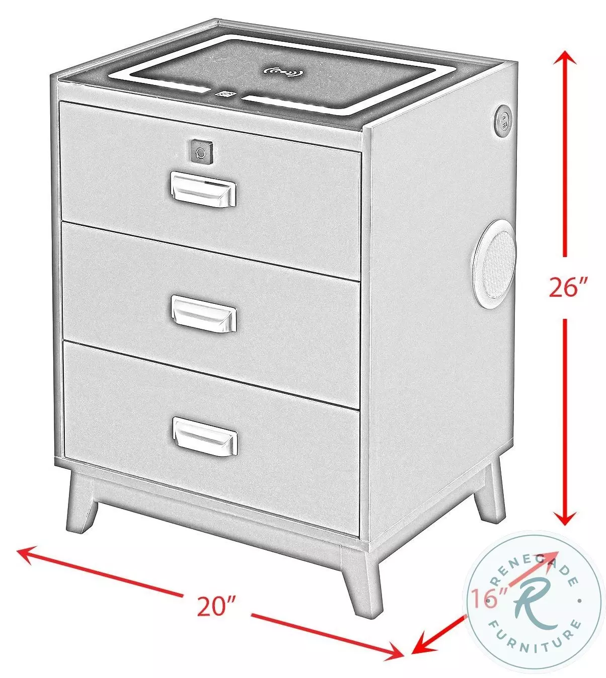 Azura Black 3 Drawer Nightstand
