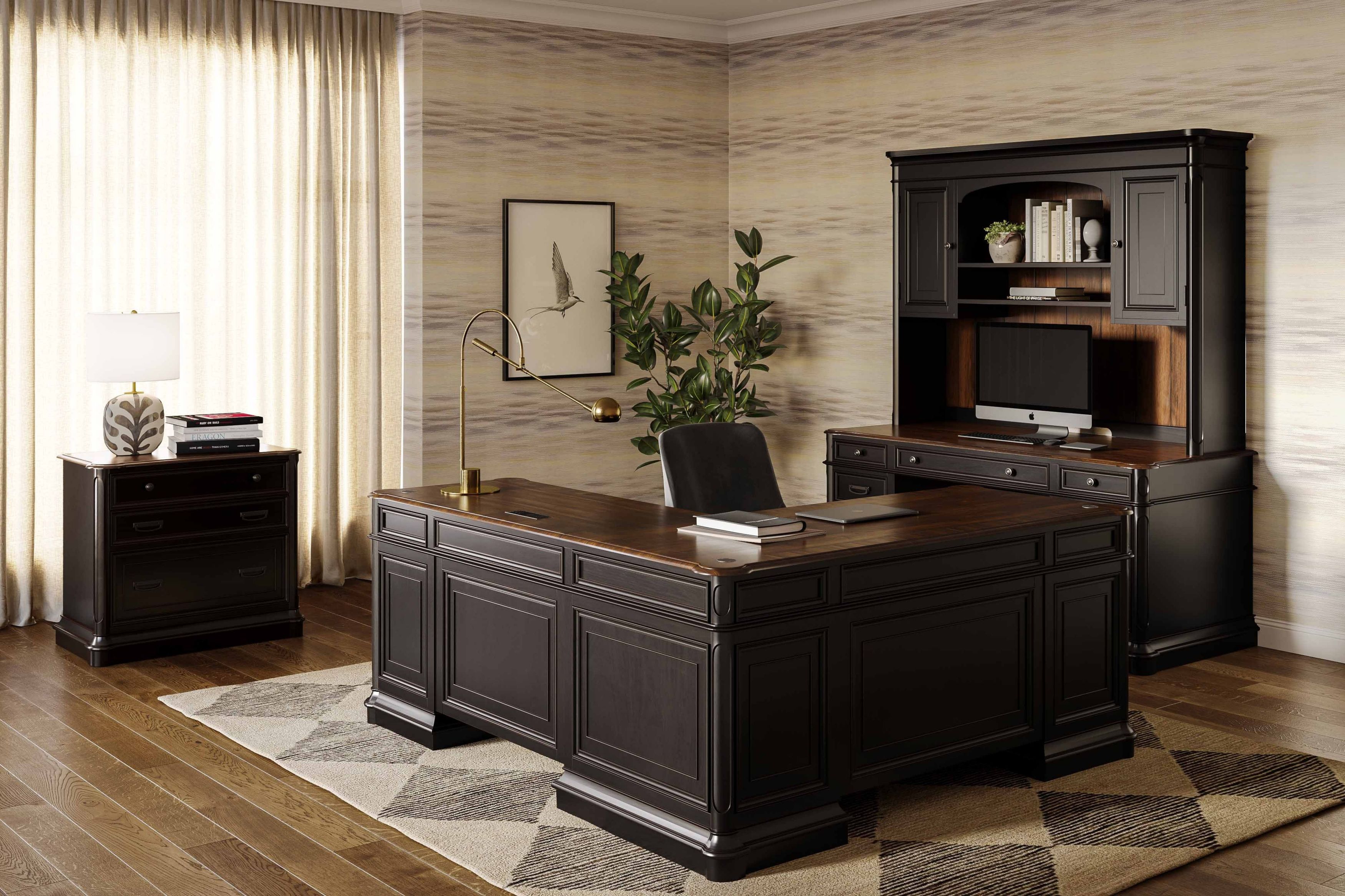 Roanoke Black L-Shaped Home Office Set from Coleman Furniture