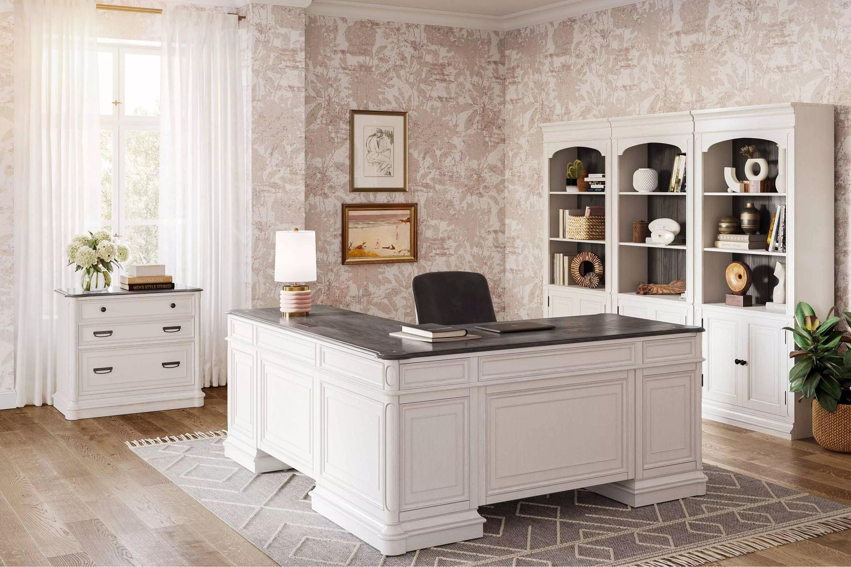 Roanoke White L-Shaped Home Office Set | Coleman