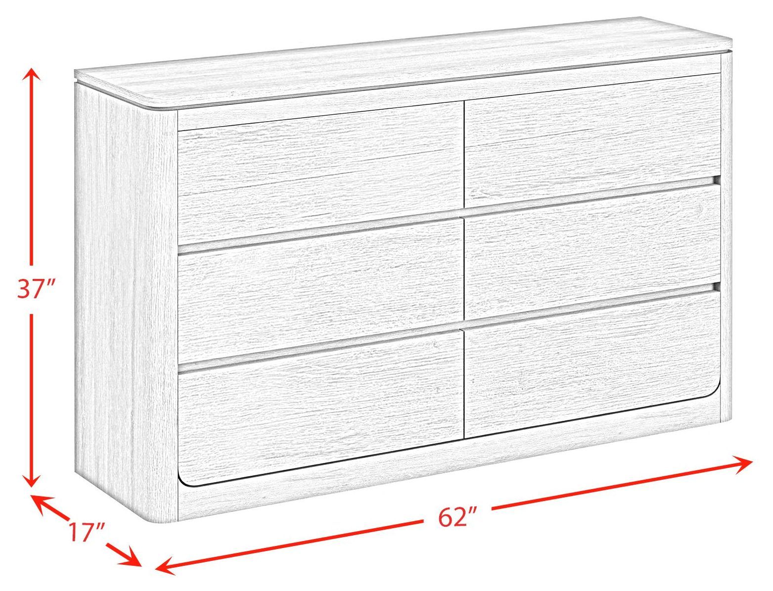 Camelot Black 6 Drawer Dresser