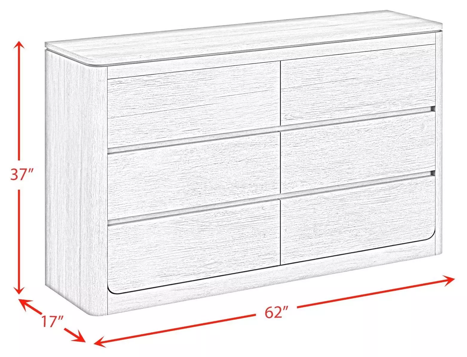 Camelot Natural 6 Drawer Dresser