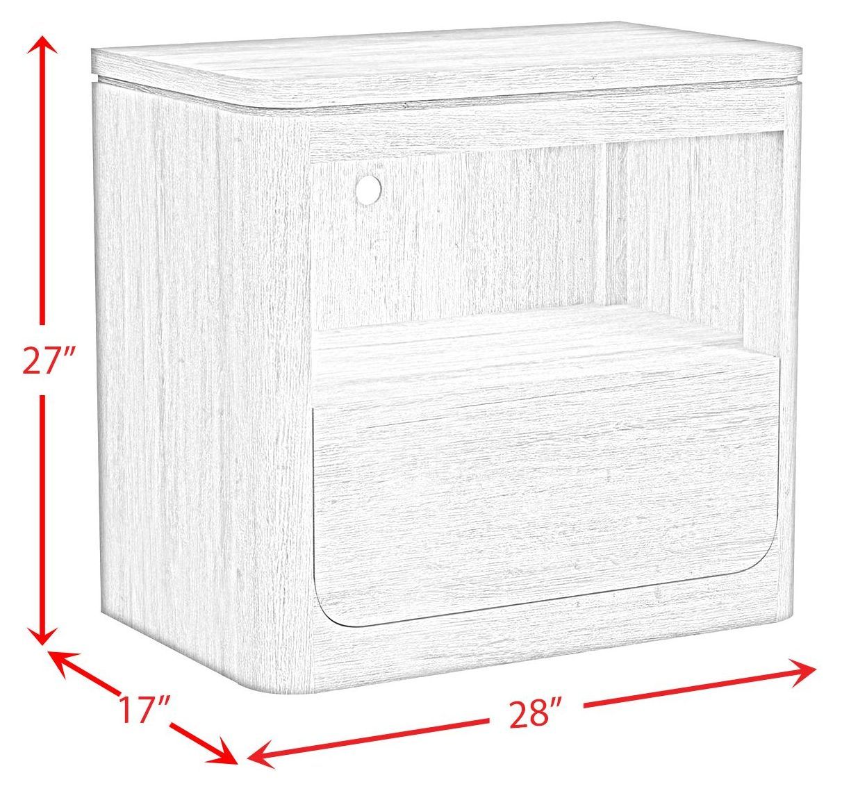 Camelot Black 1 Drawer Nightstand with USB Charging and LED