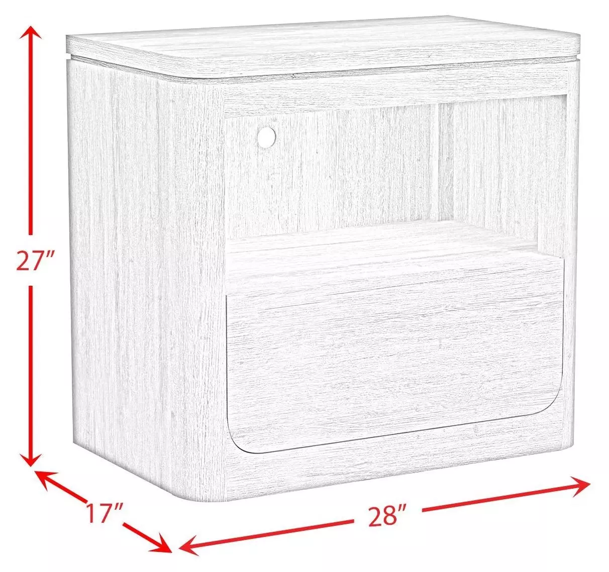 Camelot Black 1 Drawer Nightstand with USB Charging and LED