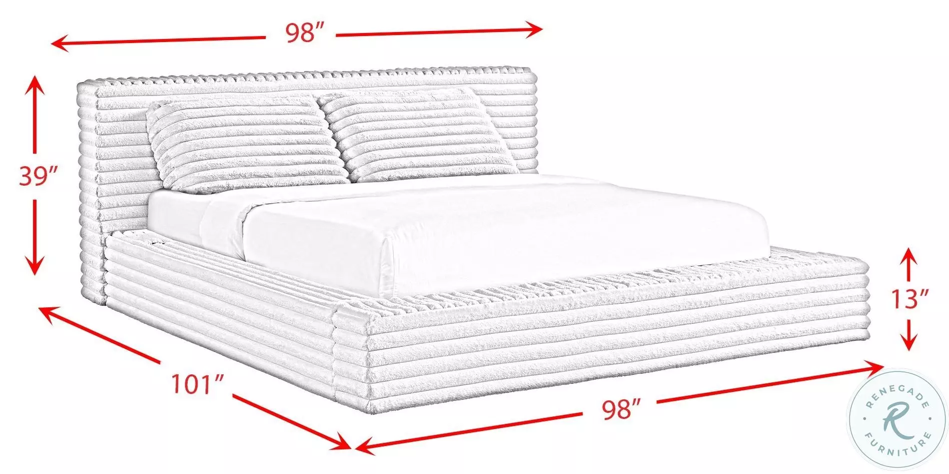 Ashbury Light Grey King Upholstered Platform Bed