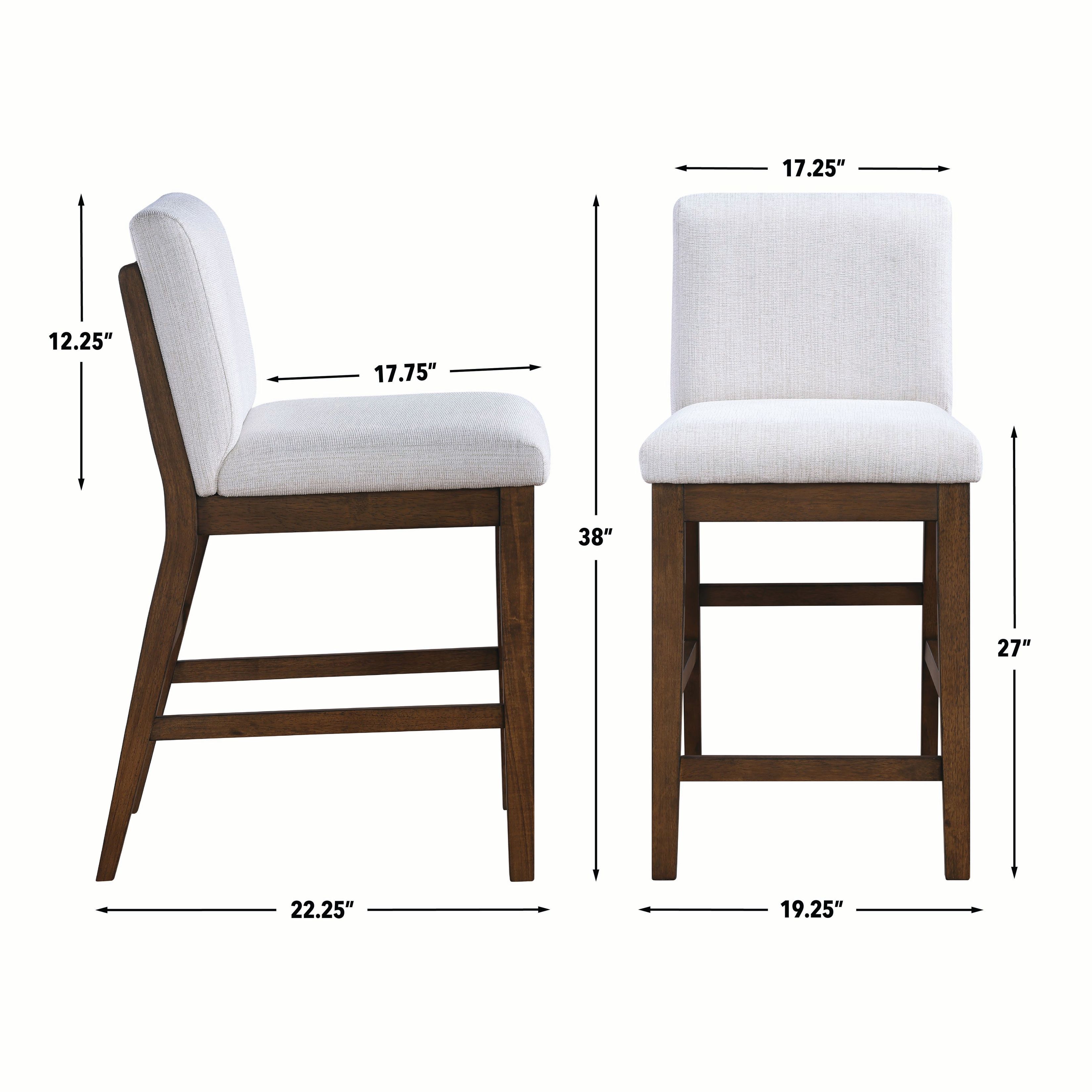 Canton White Upholstered Back Counter Height Chair Set of 2