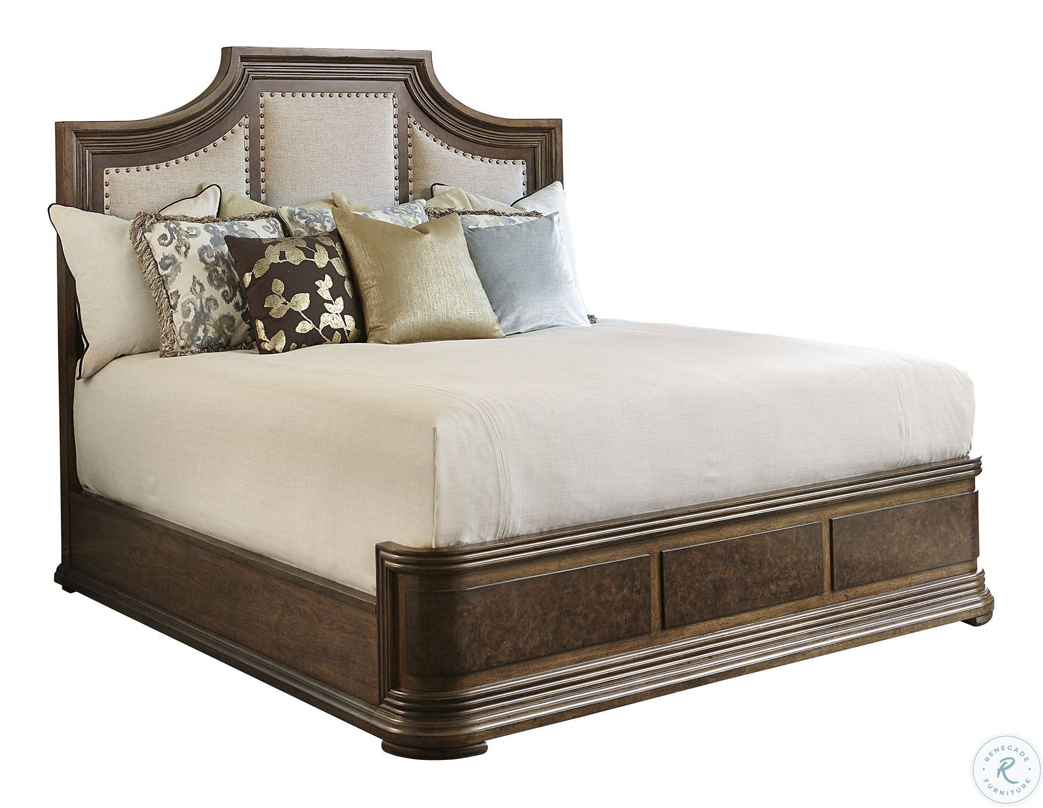 Kingsport Medium Oak King Upholstered Panel Bed From Art Coleman