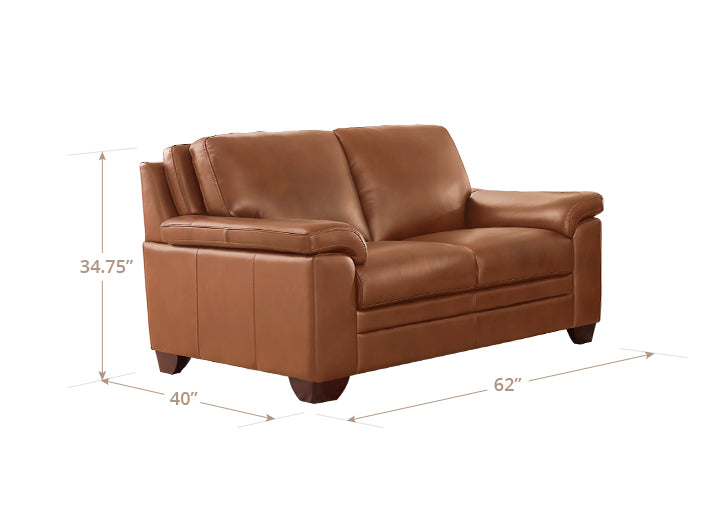 Ironvale Nutmeg Leather 62" Loveseat