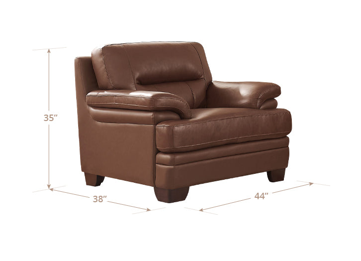 Calizor Pecan Leather Upholstered Lounge Chair