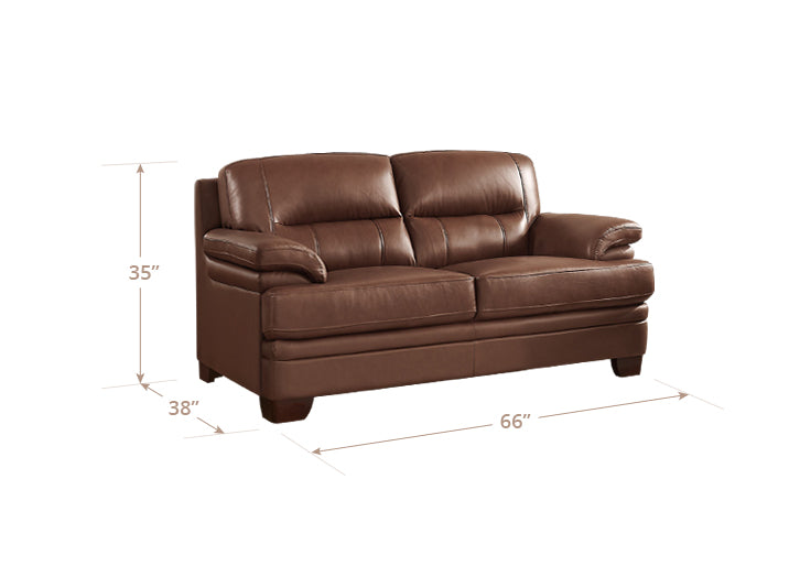 Calizor Pecan Leather 66" Loveseat
