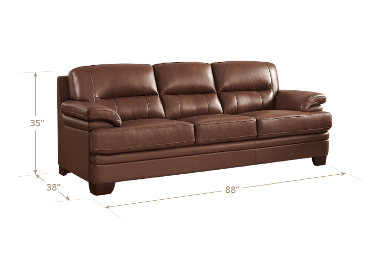 Calizor Pecan Leather 88" Sofa