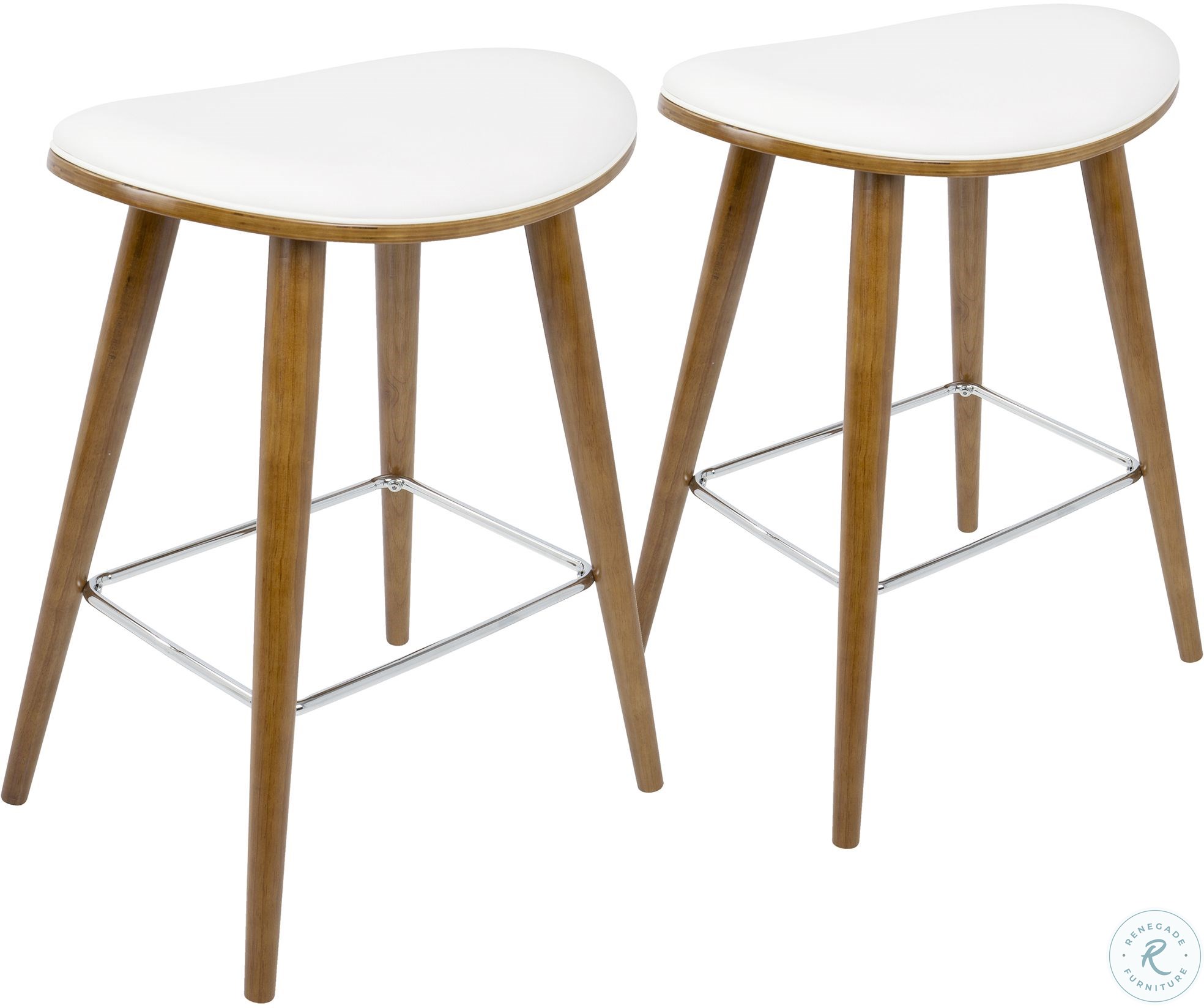 Saddle Walnut And White Leather Counter Stool Set of 2 from Lumisource