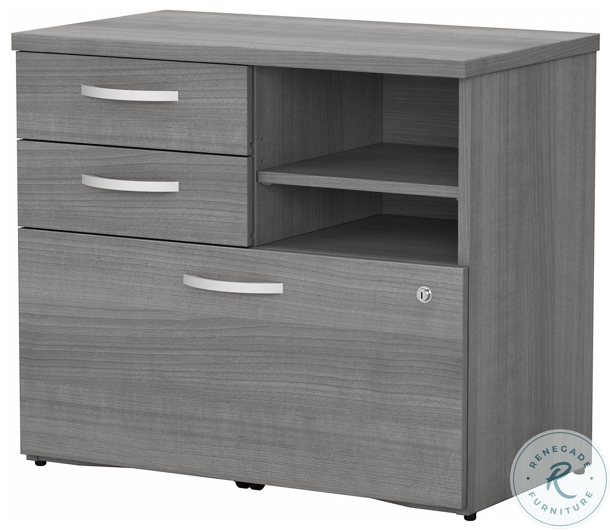 Studio C Platinum Gray Office Storage with Drawers and Shelves