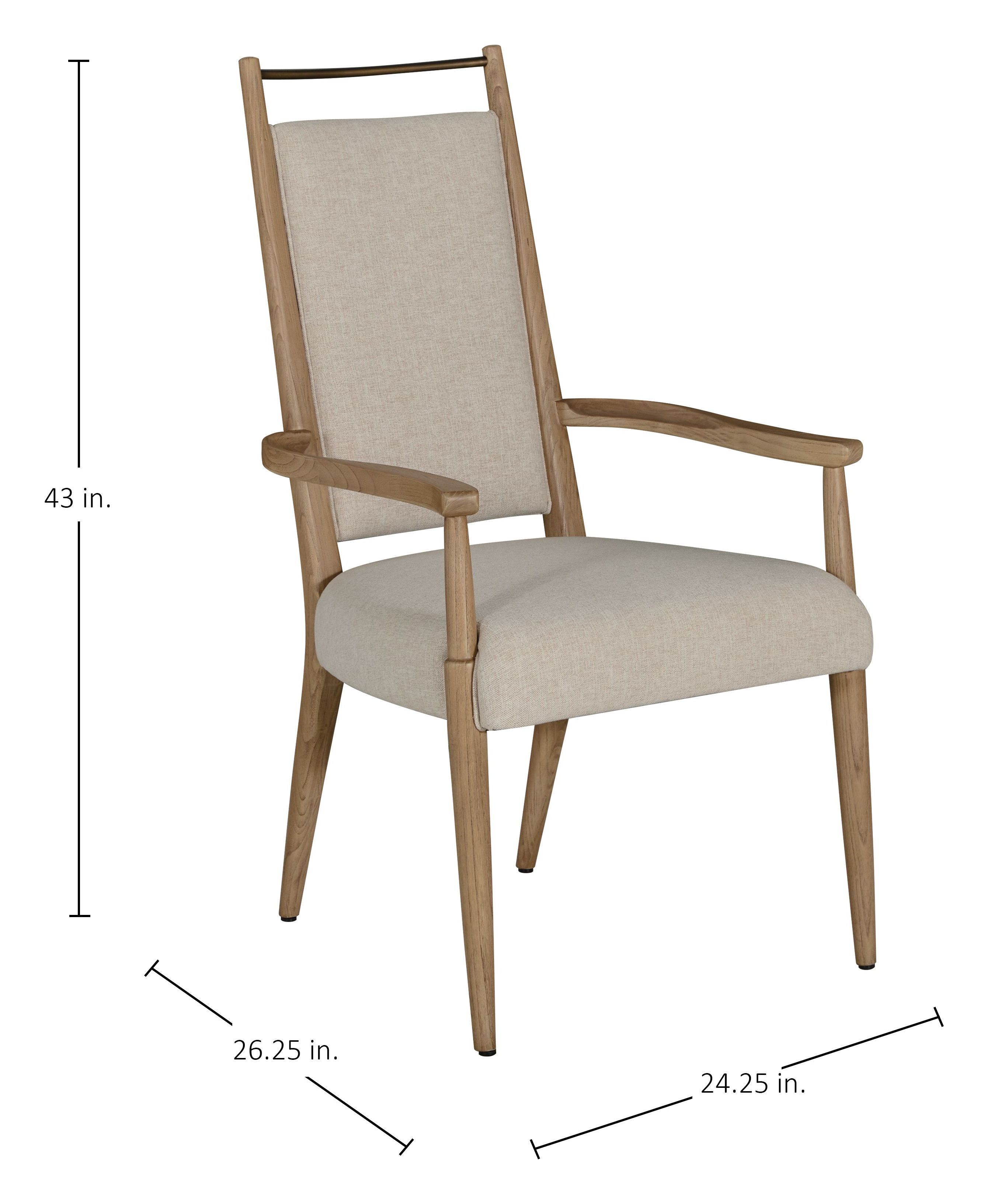 Highland Dawn and Sand Performance Fabric Upholstered Dining Arm Chair