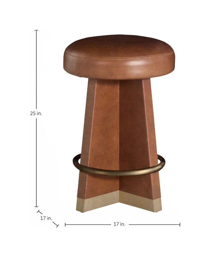Plateau Gramado Avelino Saddle Leather Upholstered Swivel Counter Height Stool