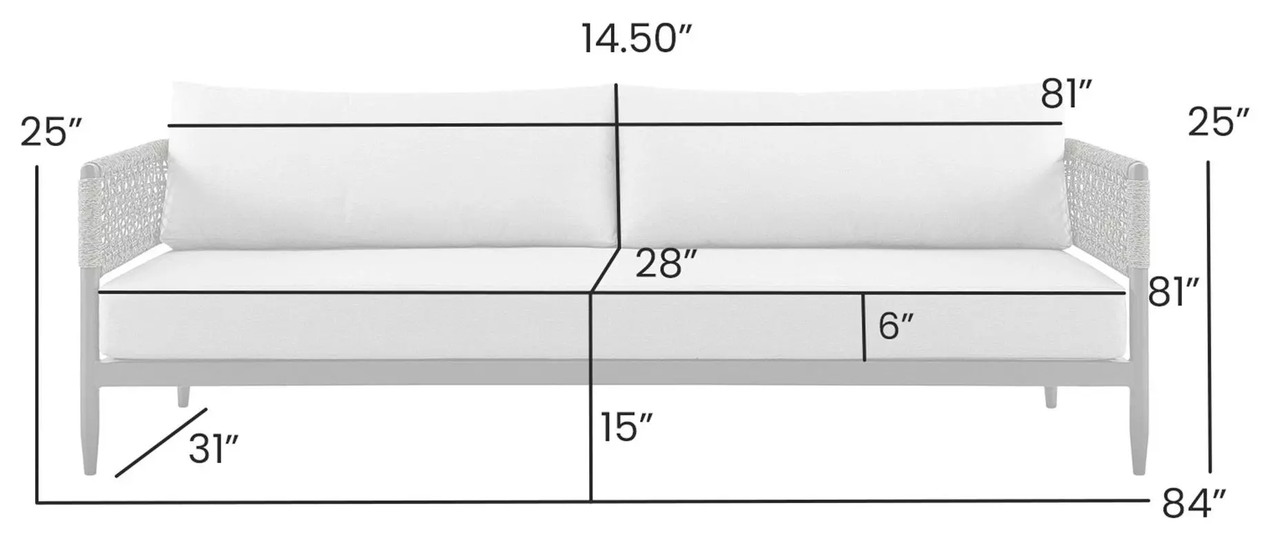 Alegria Light Gray Outdoor 84" Sofa
