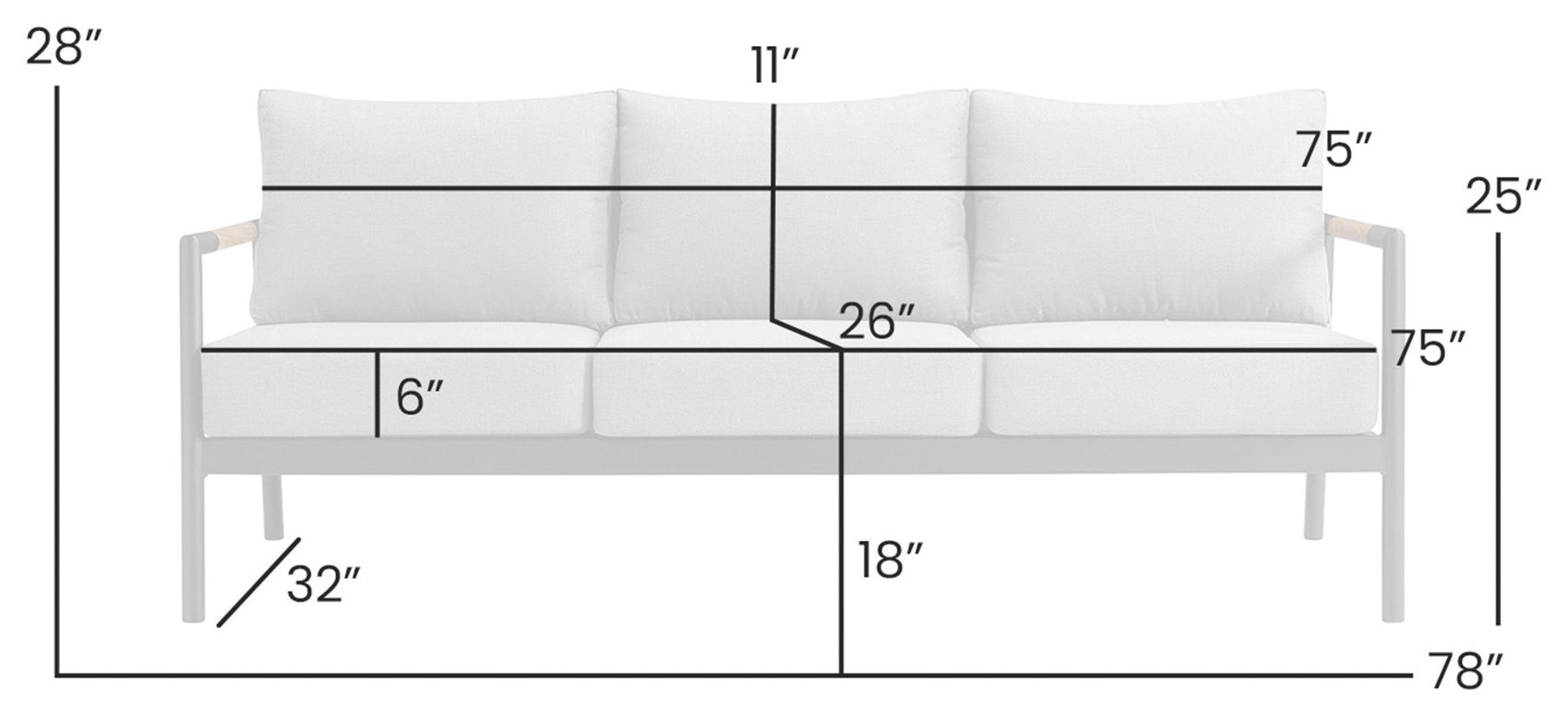 Crown Dark Gray Outdoor 78" Sofa