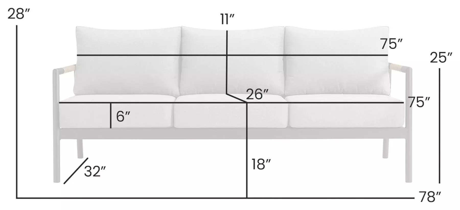 Crown Dark Gray Outdoor 78" Sofa