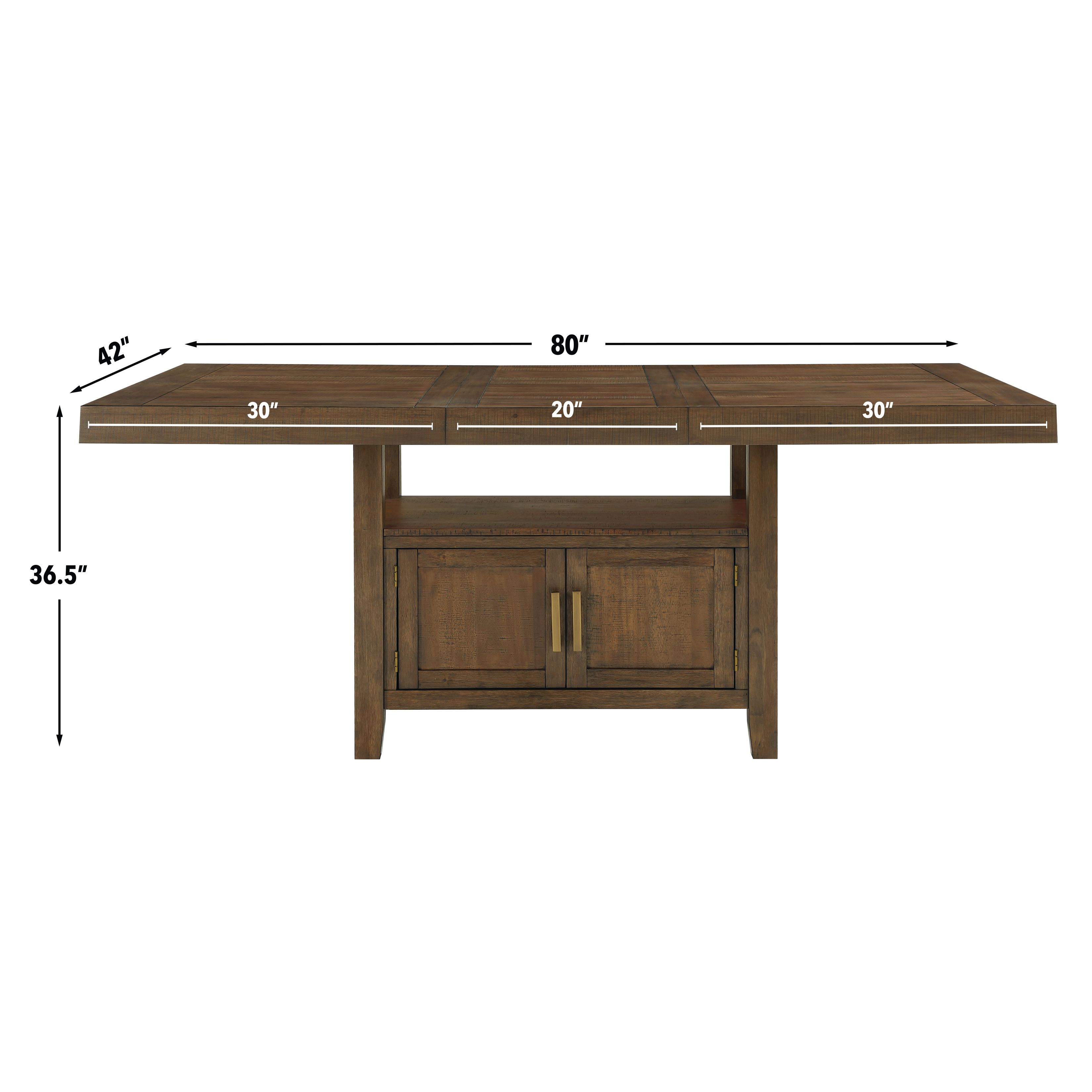 Garland Brown 80" Extendable Rectangular Counter Height Table with Storage