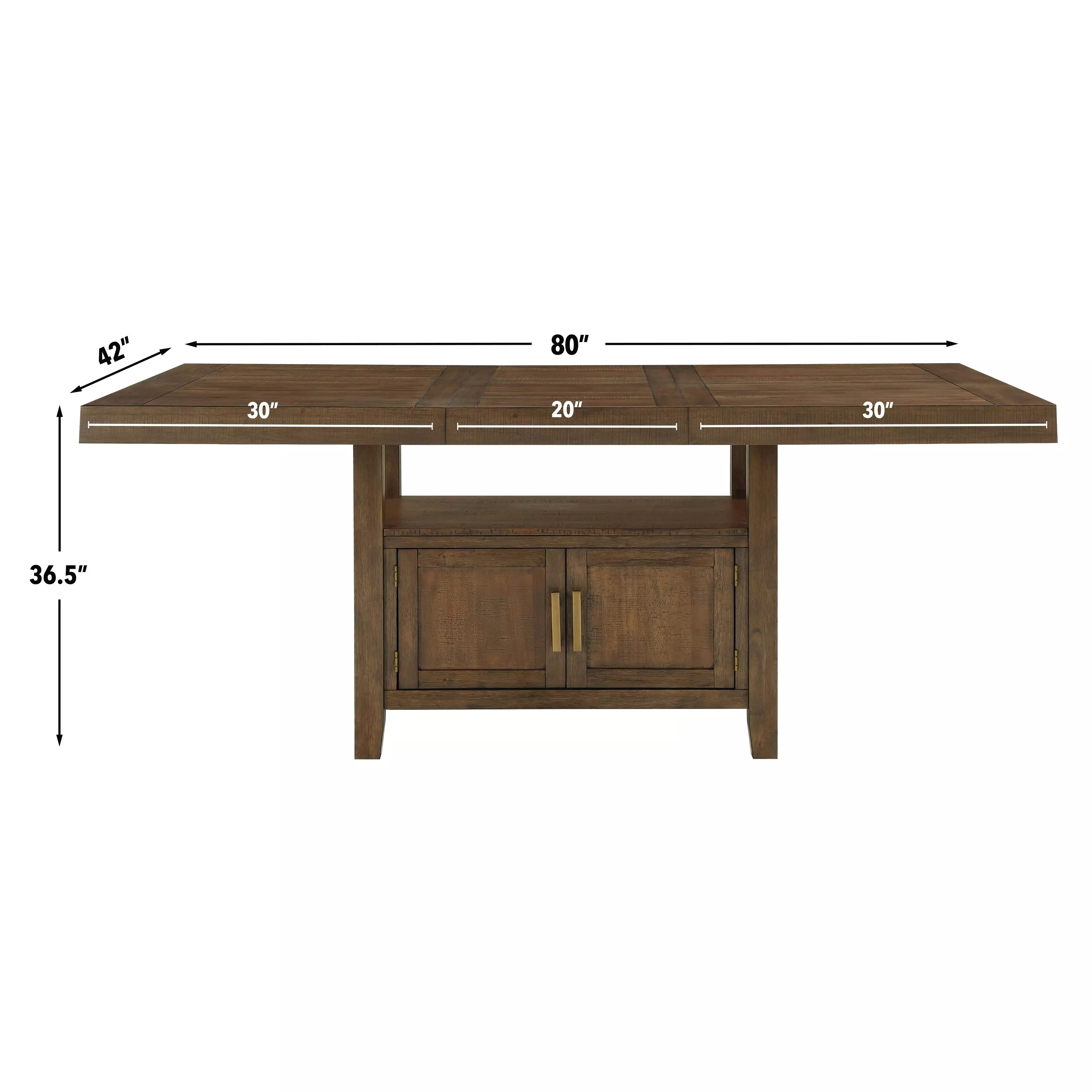 Garland Brown 80" Extendable Rectangular Counter Height Table with Storage