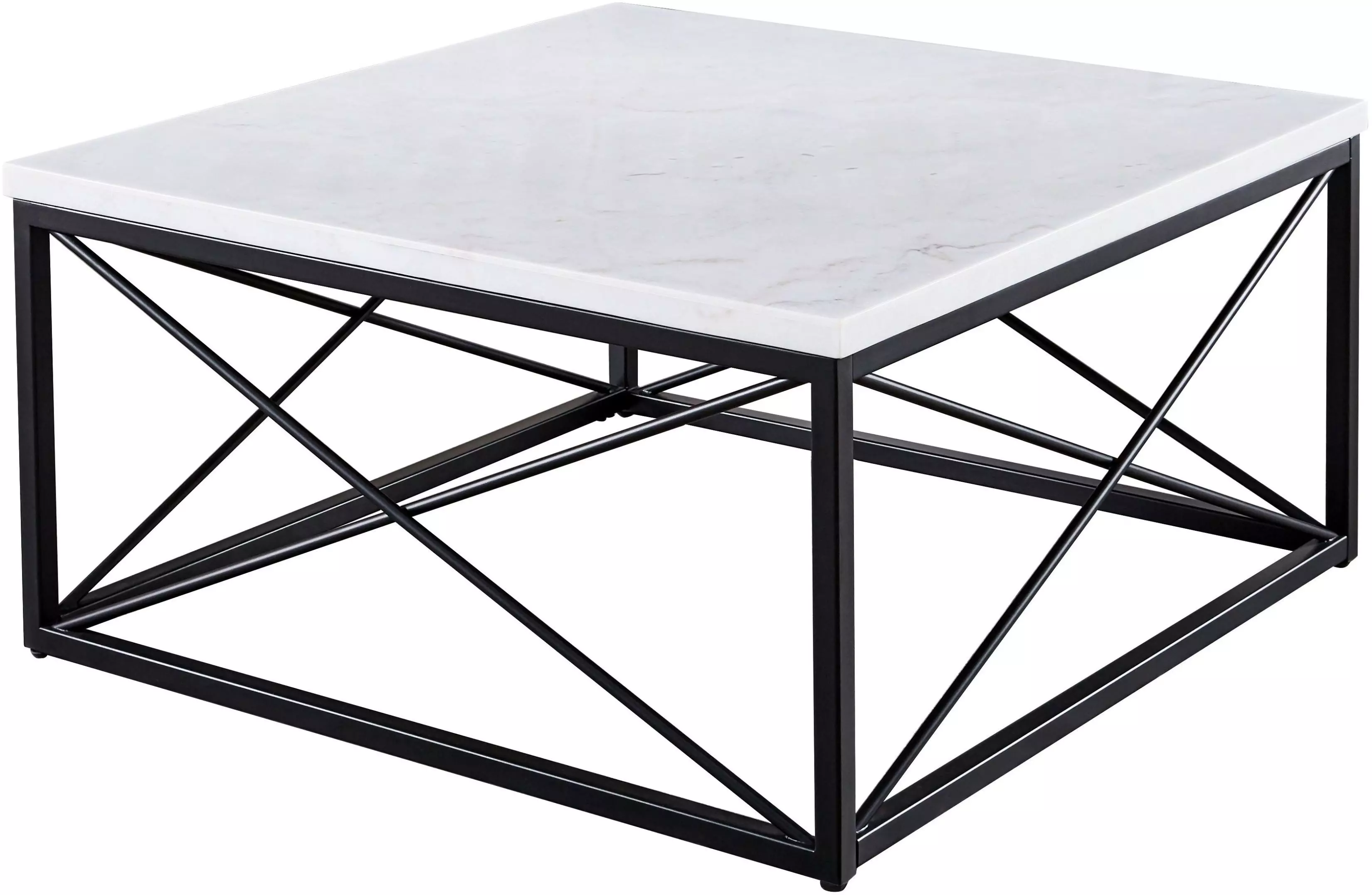 Steve Silver Skyler 36" Square Marble and Metal Cocktail Table - Black