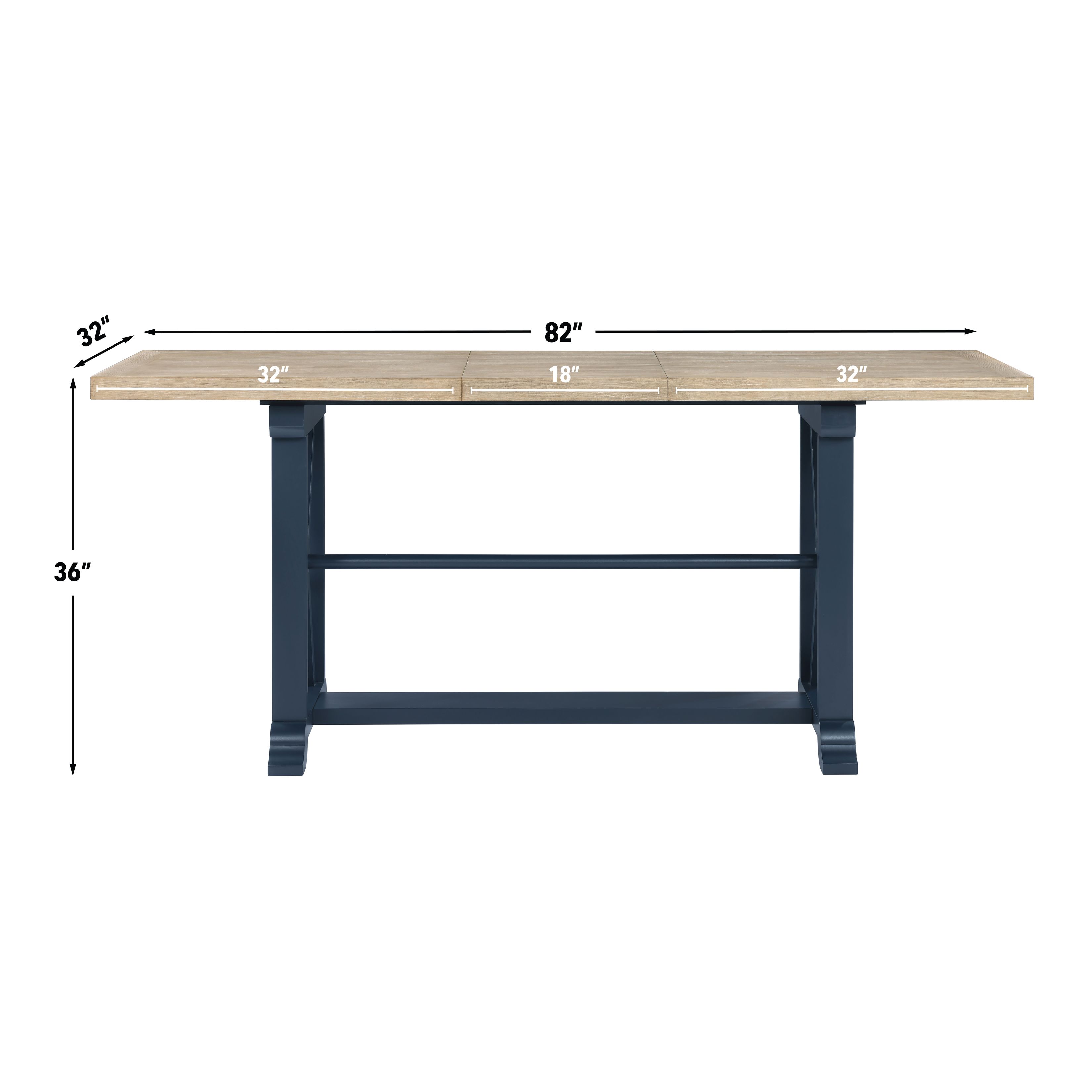 Darcy Beige and Midnight Blue 82" Extendable Rectangular Counter Height Table