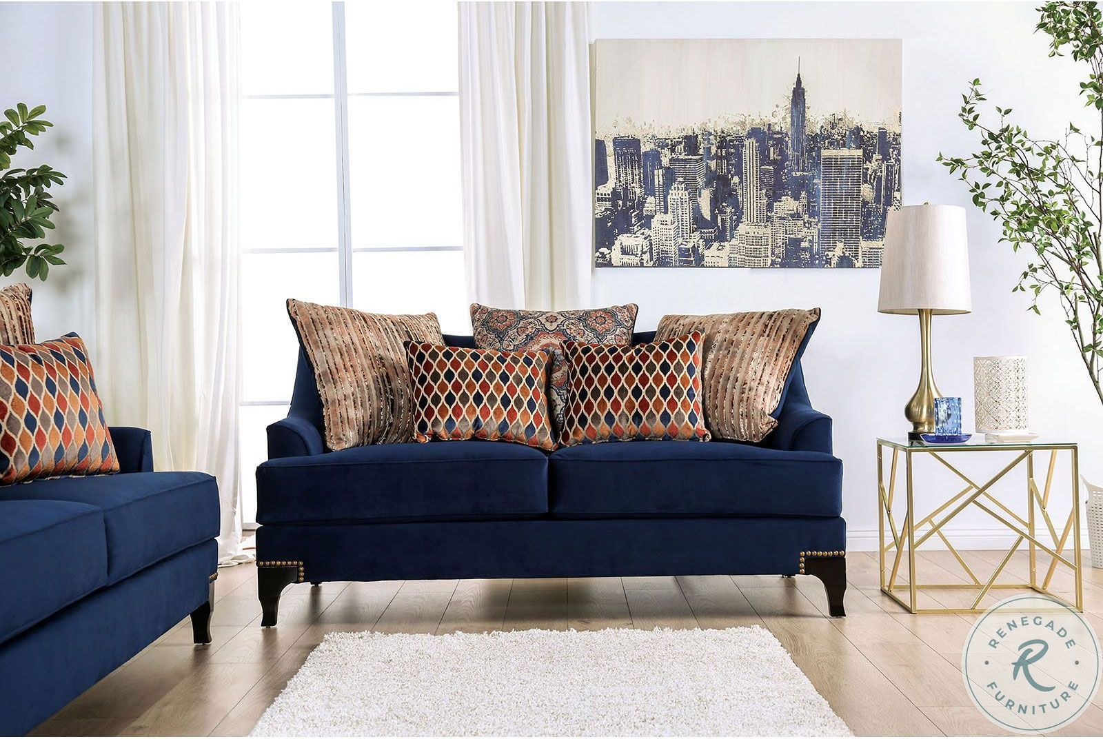 Sisseton Navy Living Room Set from Furniture of America Coleman Furniture