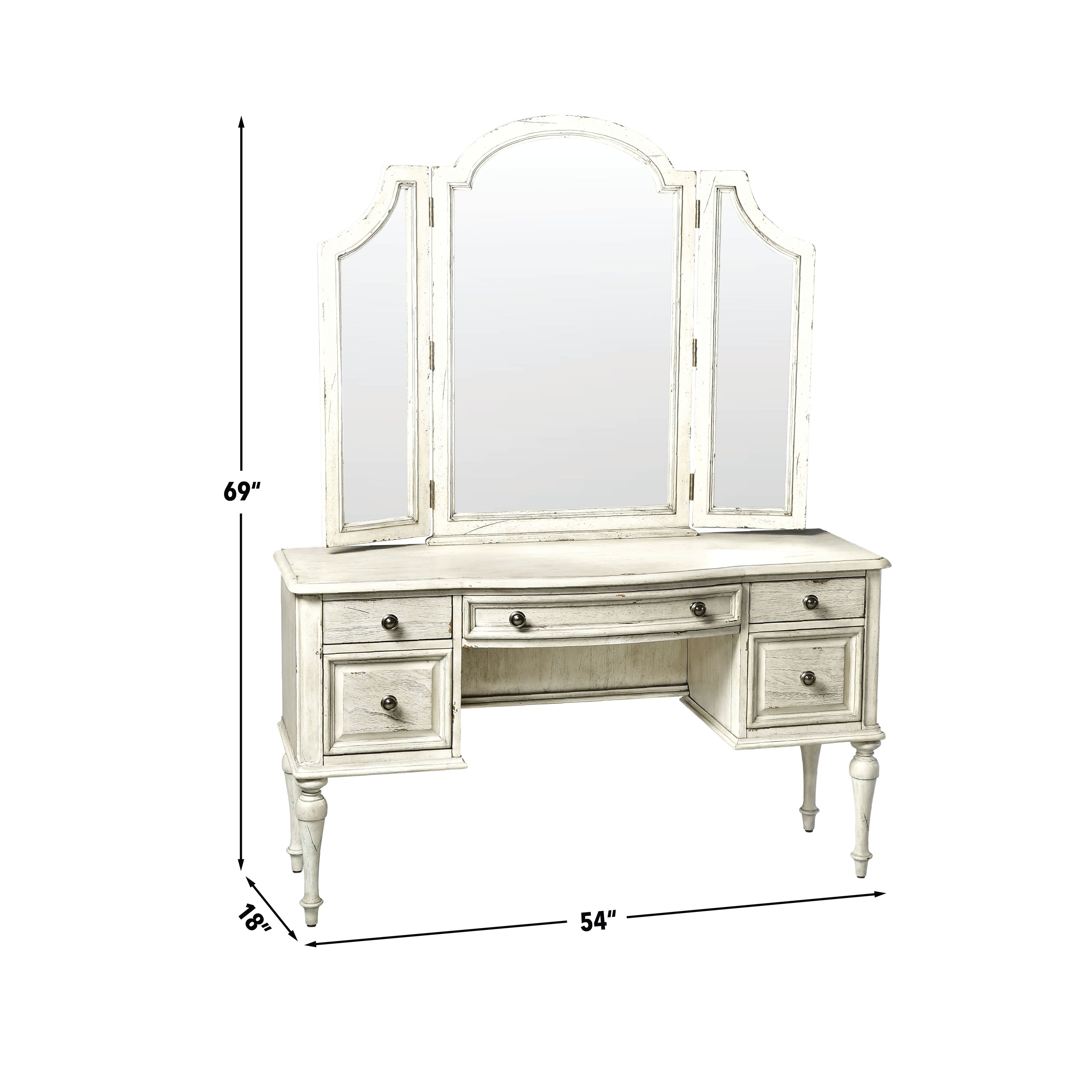 Highland White Bedroom Vanity with Mirror and Bench