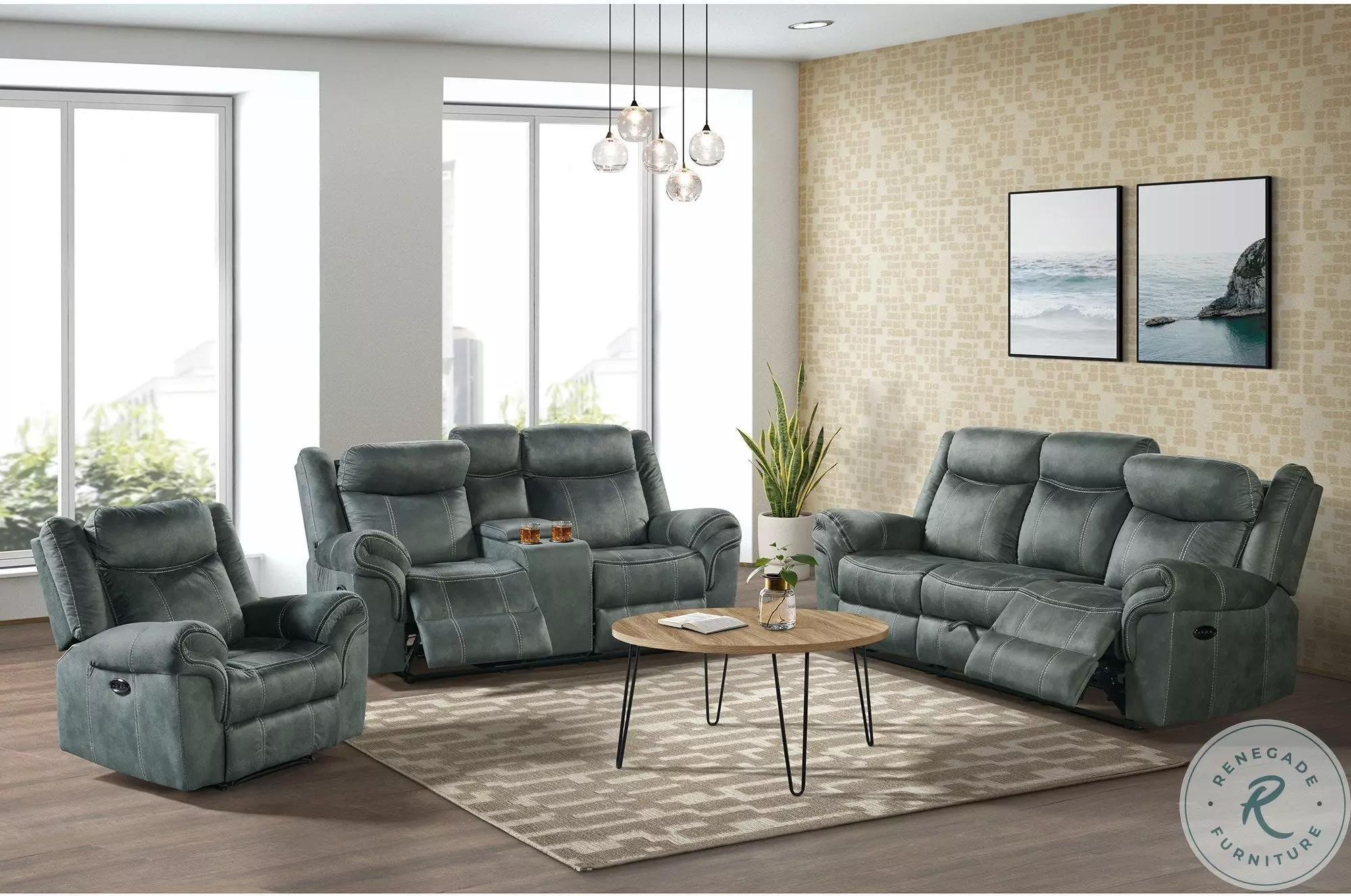 Tasso Sorrento Charcoal Reclining Console Loveseat From Picket