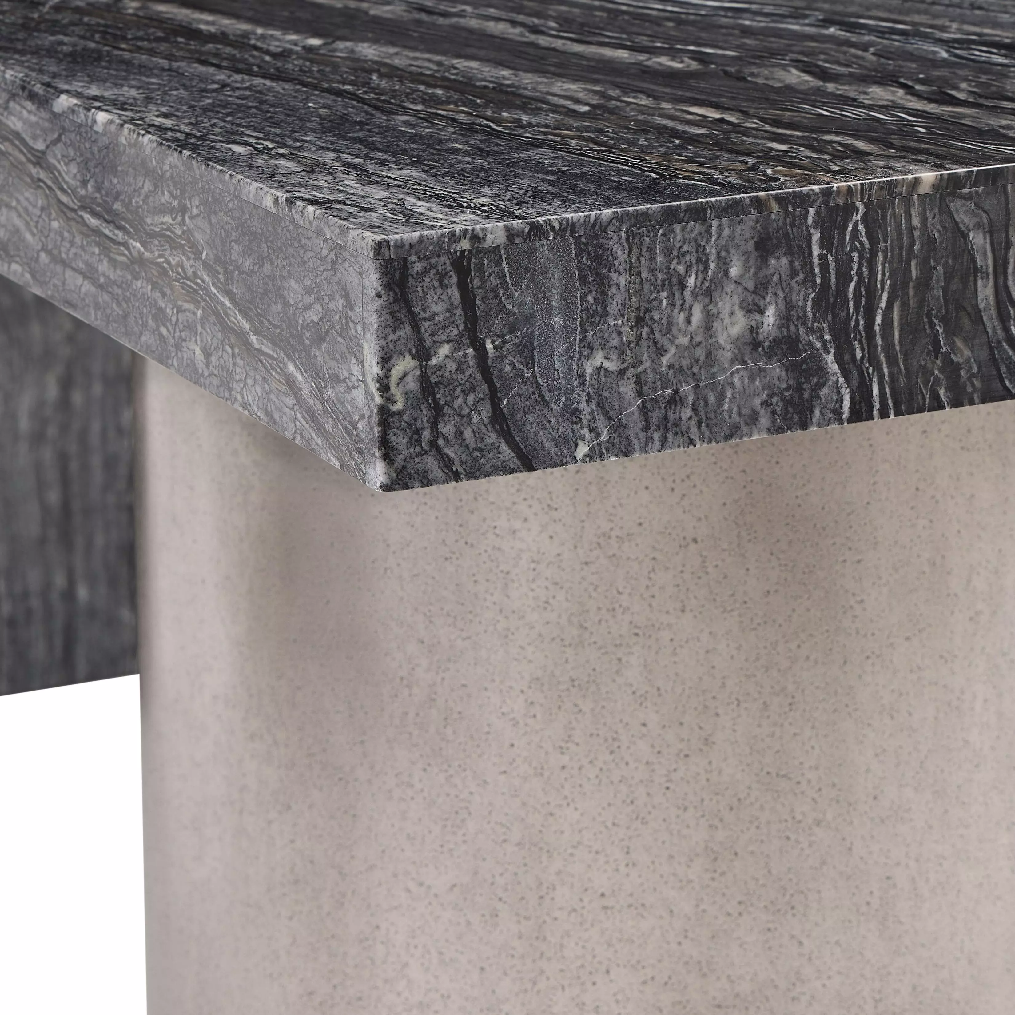 Linea Black Forest Marble And Textured Graphite Metal Desk From