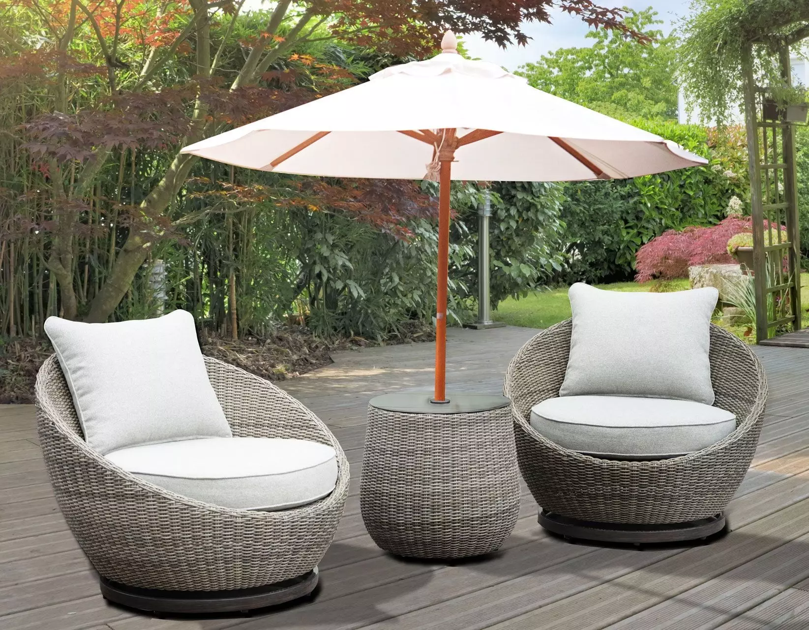 Adeline Two Tone Driftwood 3 Piece Outdoor Patio Set