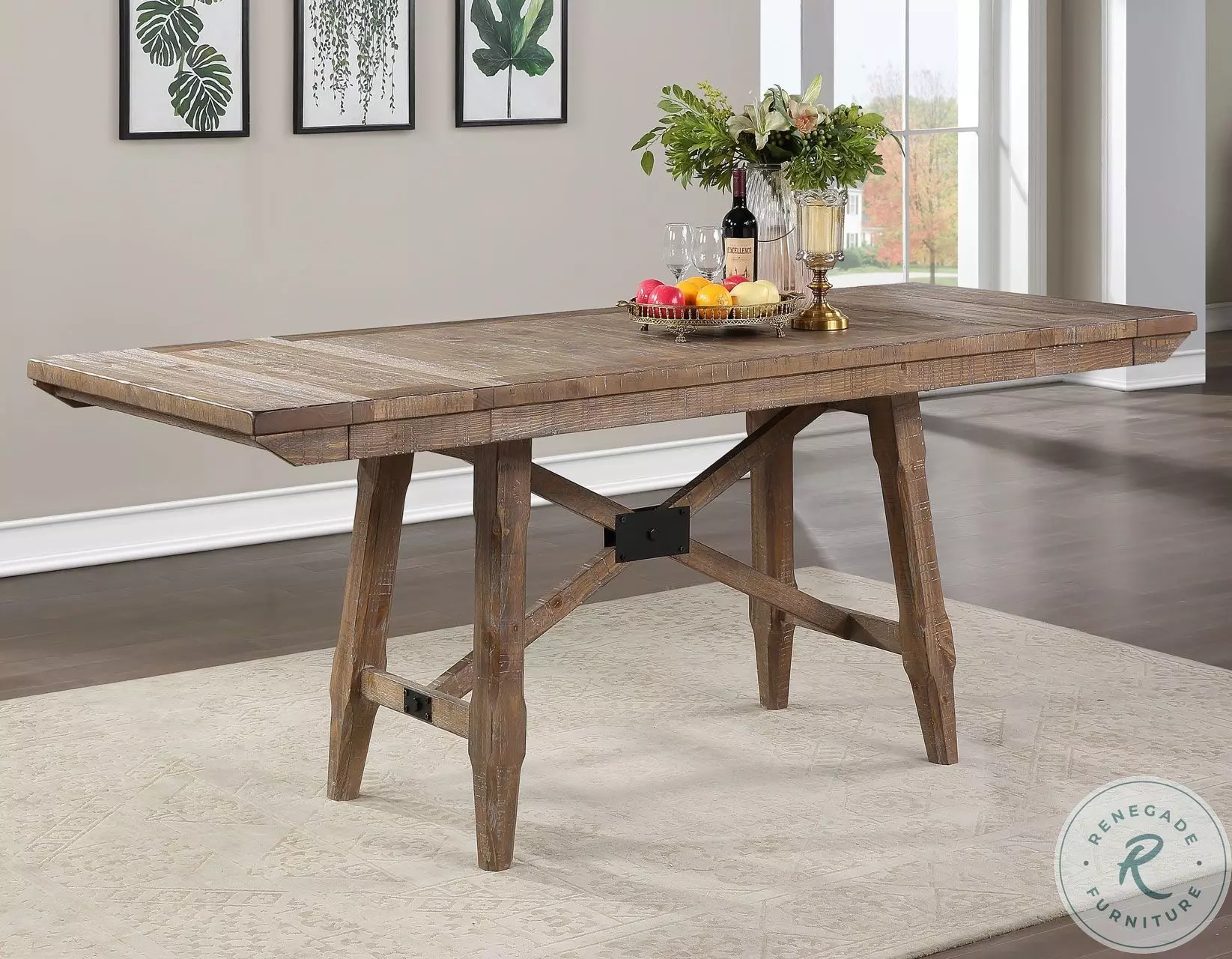 Riverdale Light Brown Driftwood Extendable Counter Height Dining