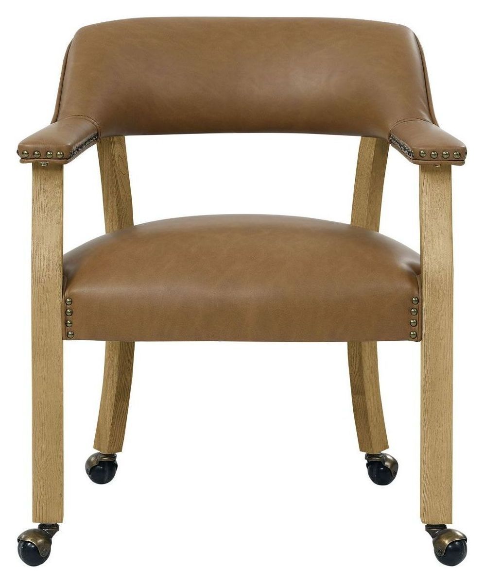 Rylie Brown Captains Chair with Casters and Nailhead Trim Steve