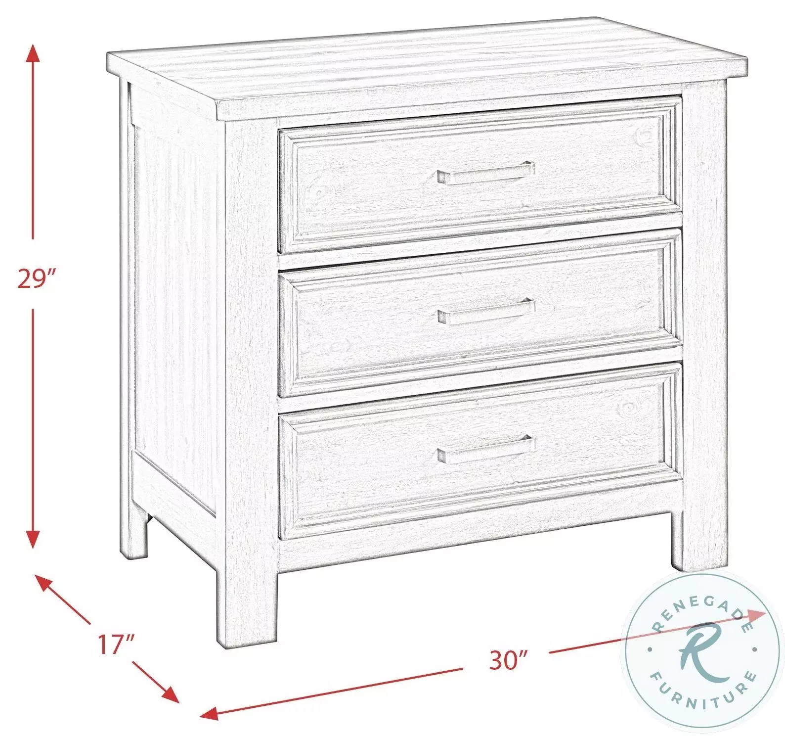 Damen Drift Grey 3 Drawer Nightstand