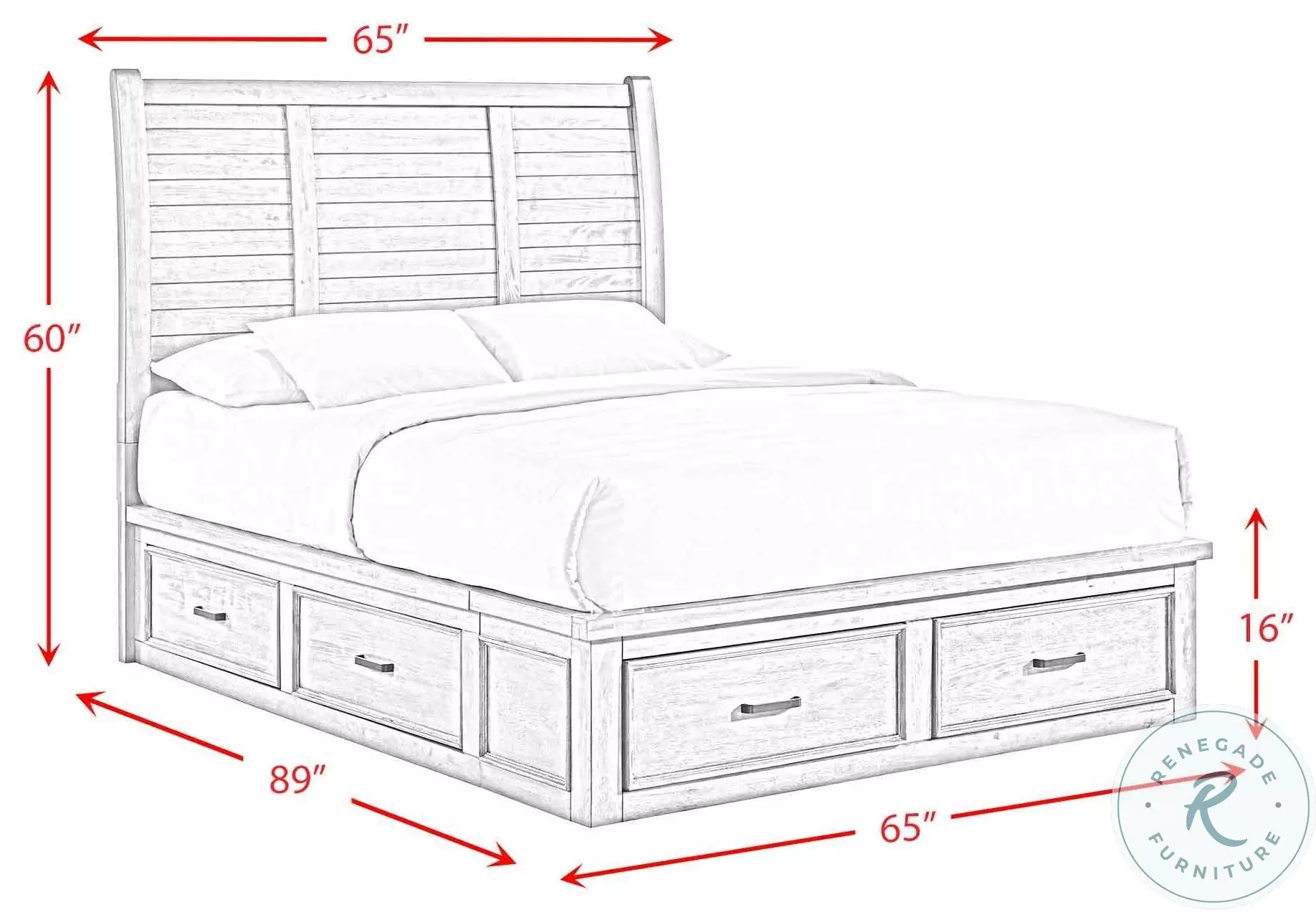 Damen Drift Grey Queen Storage Platform Bed