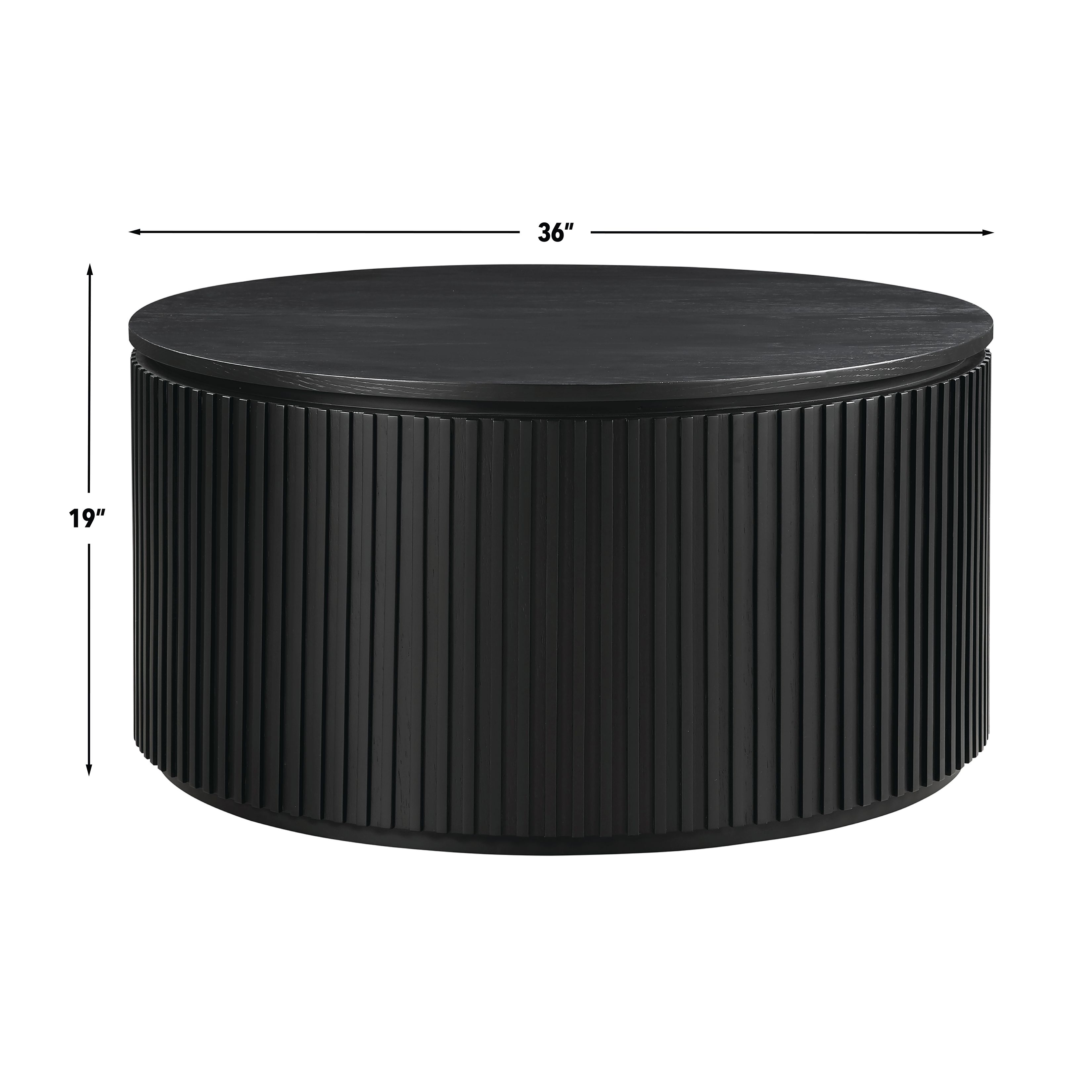 Colvin Black Round Coffee Table with Casters