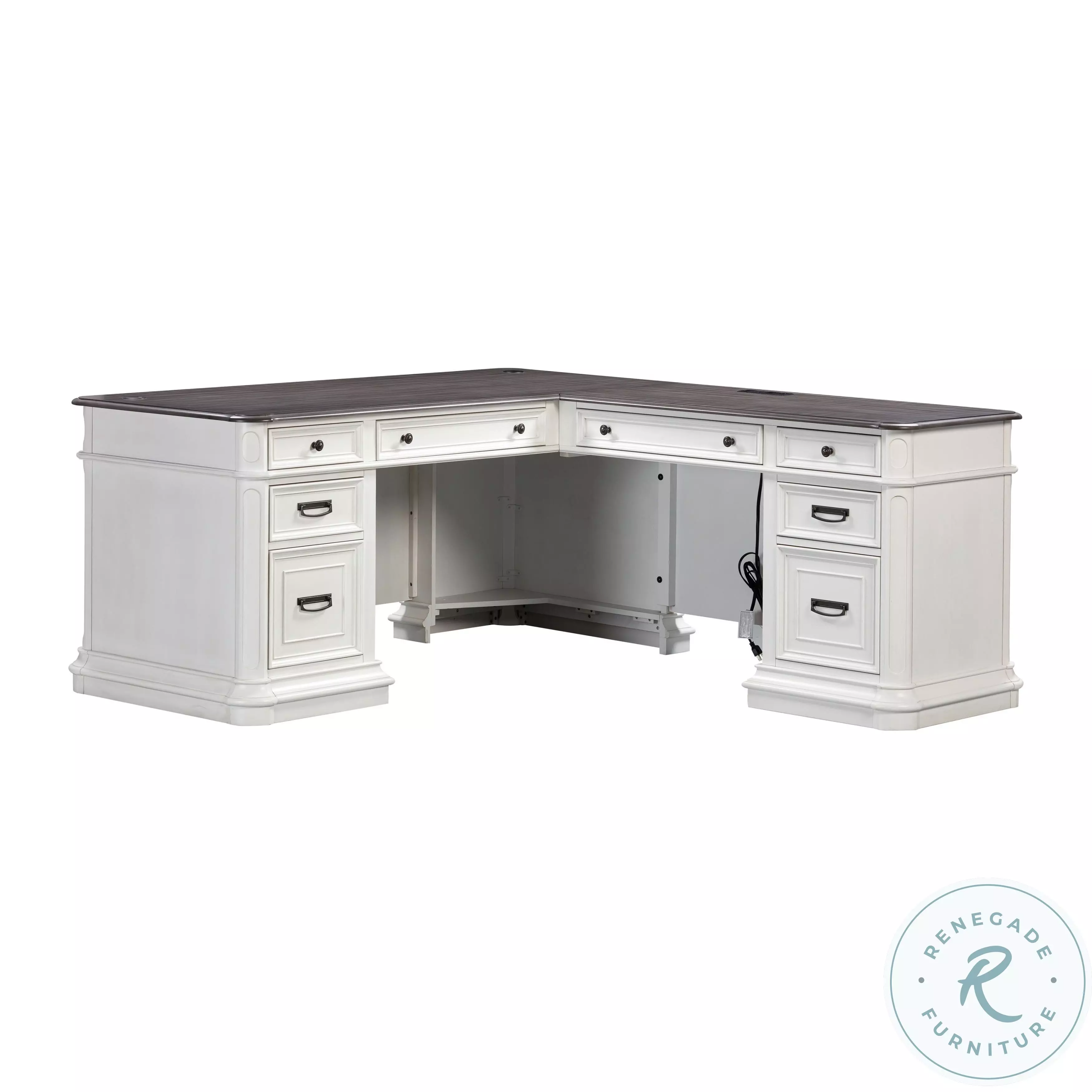 Roanoke White L-Shaped Desk | Coleman Furniture