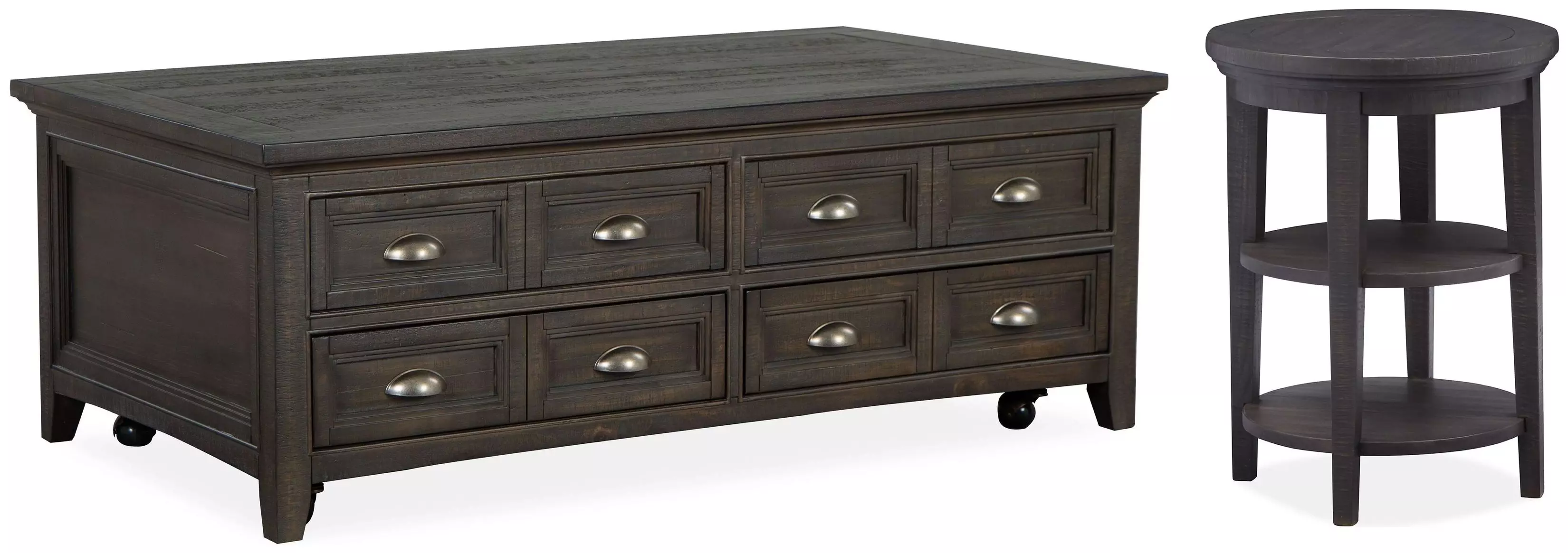 Westley Falls Graphite Lift Top Storage Castered Occasional Table Set