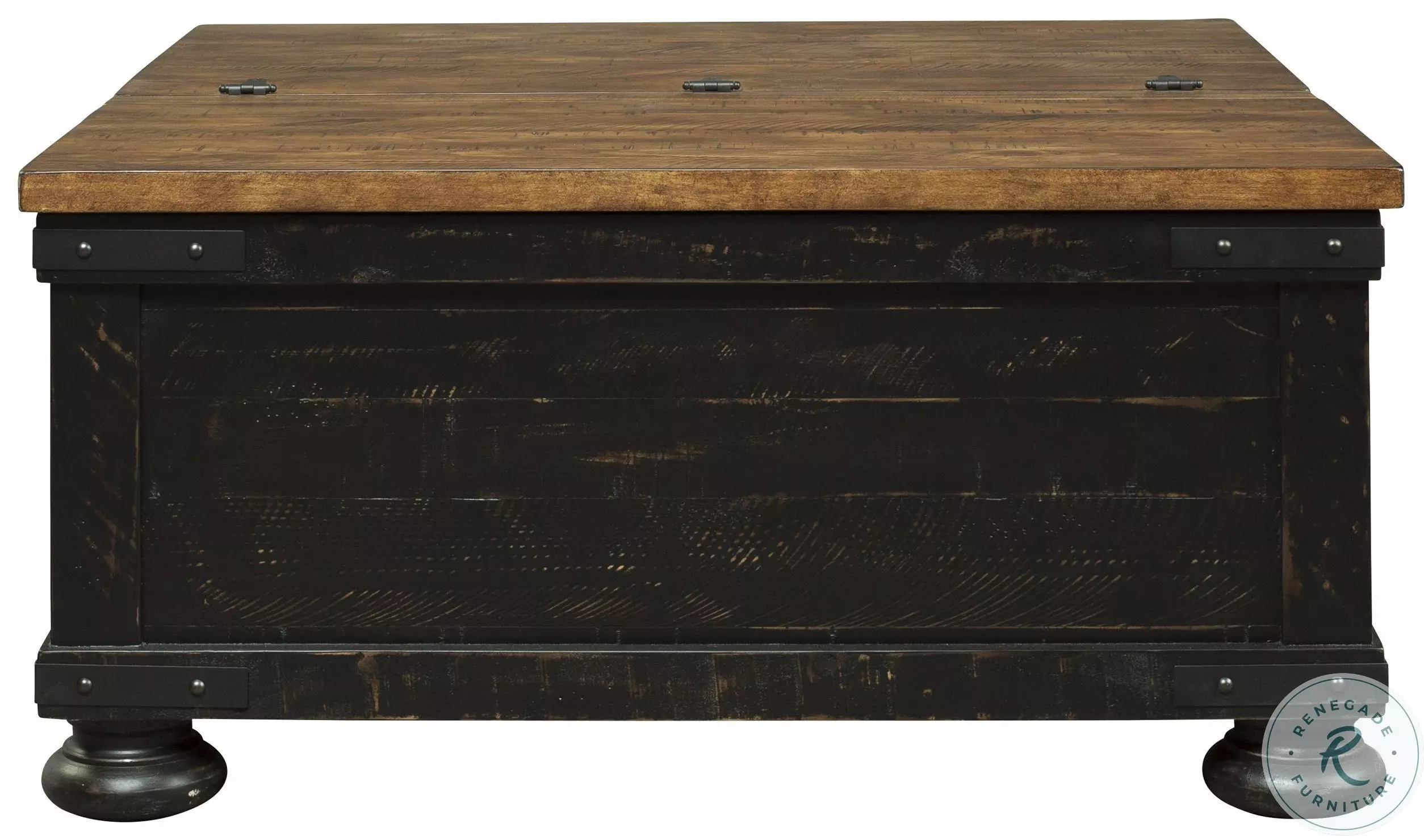 Valebeck Black and Brown Square Lift Top Cocktail Table From Home