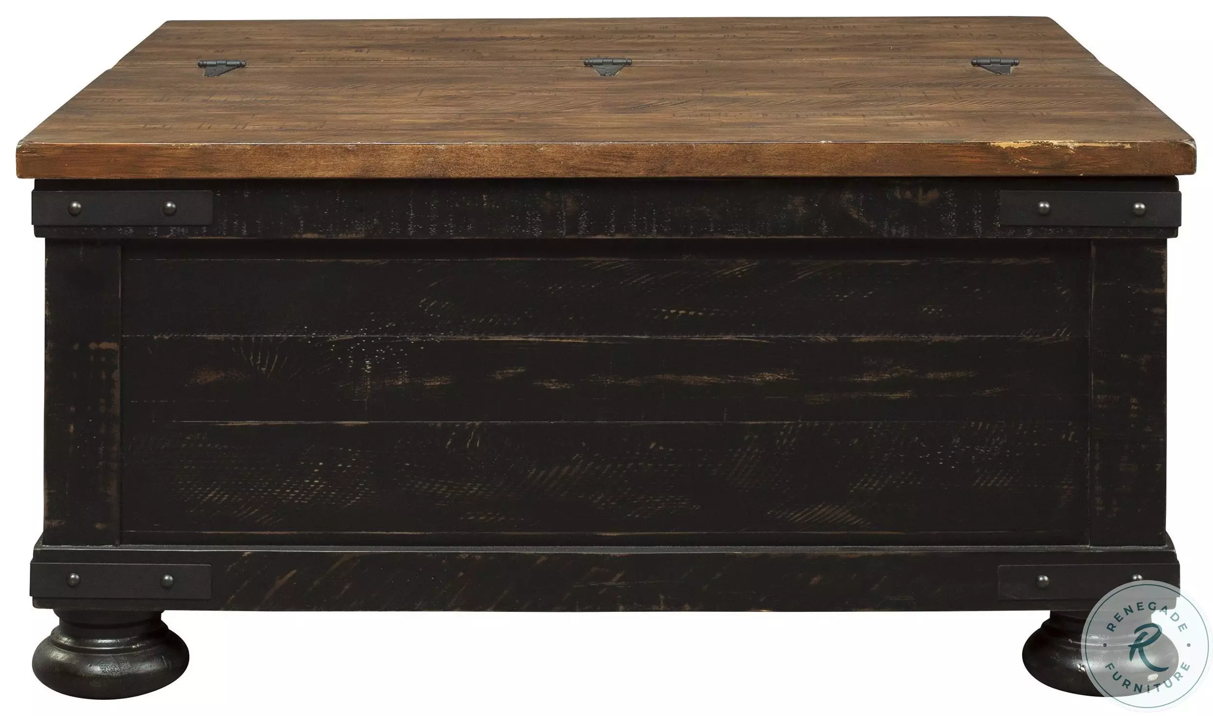 Valebeck Black and Brown Square Lift Top Cocktail Table From Home