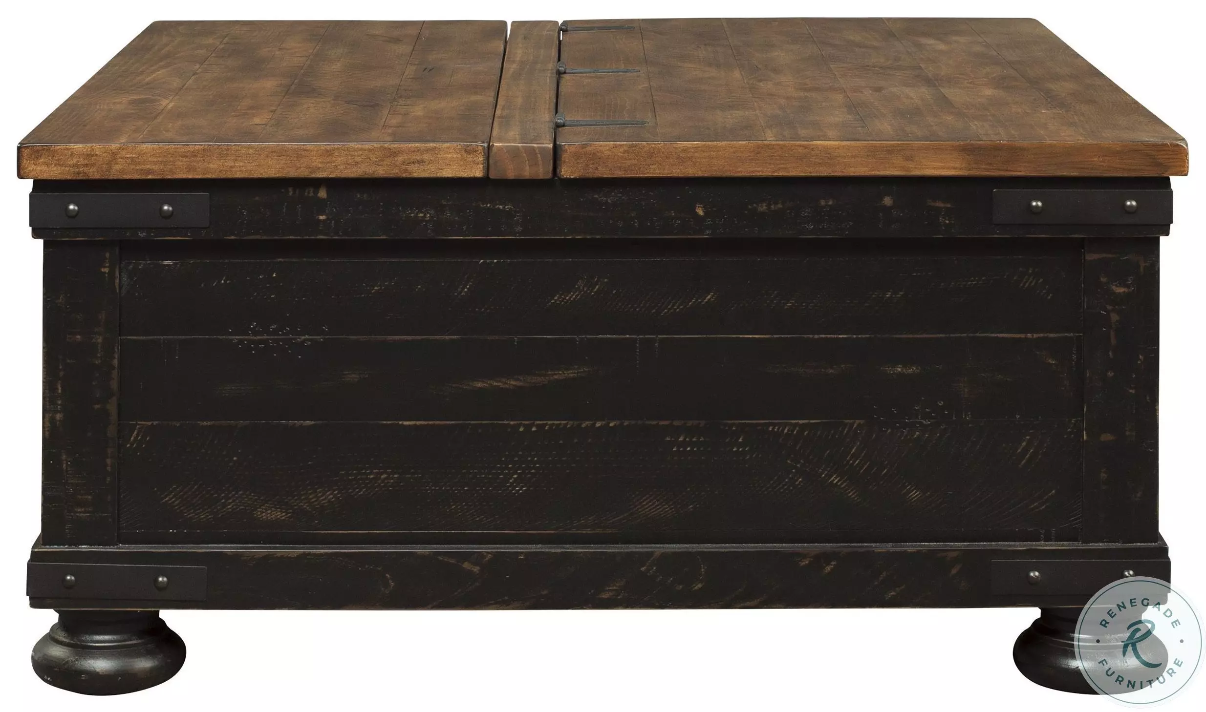 Valebeck Black and Brown Square Lift Top Cocktail Table From Home