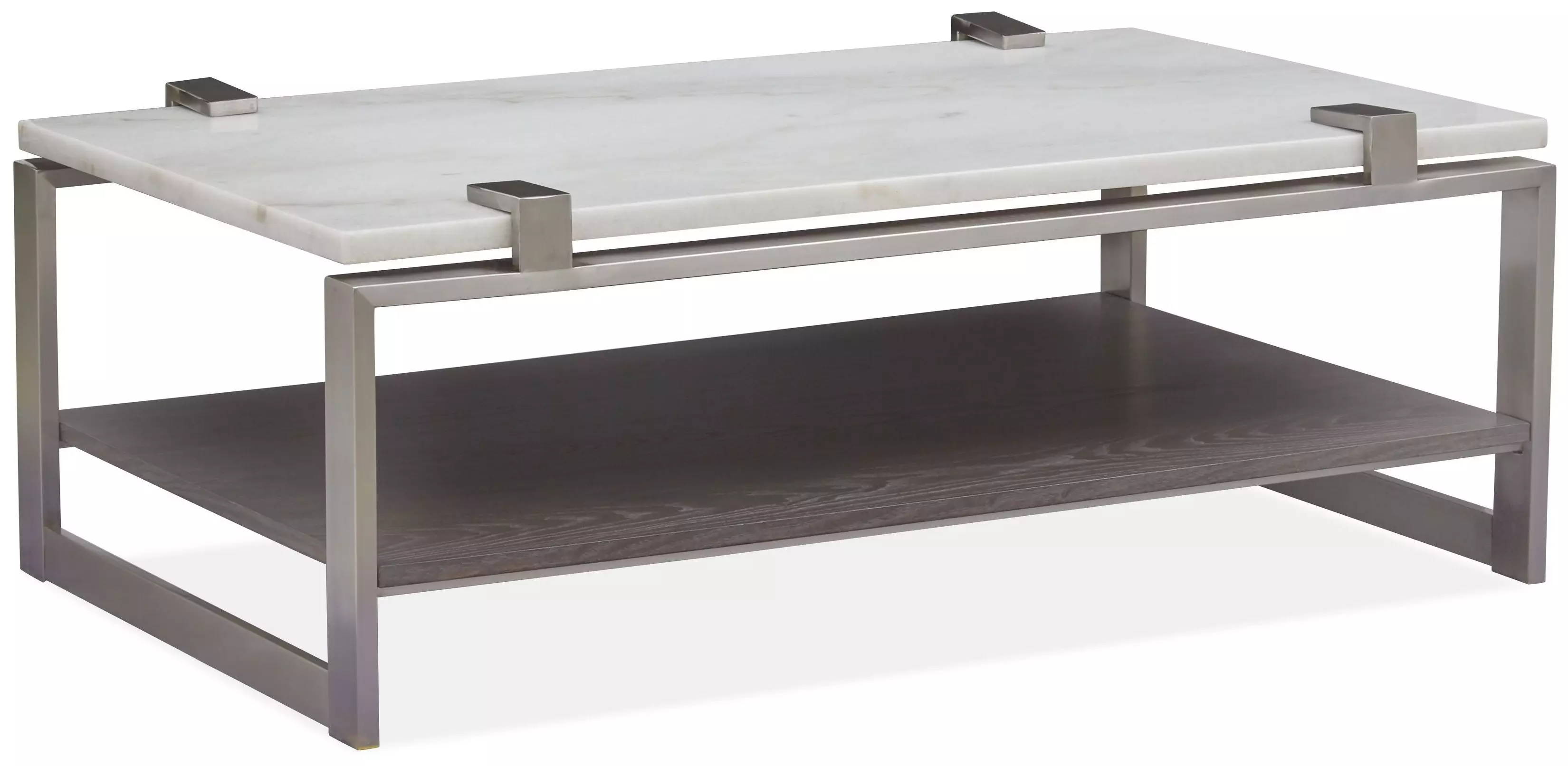Paradox Pearl White And Roasted Almond Metal Rectangular Cocktail Table