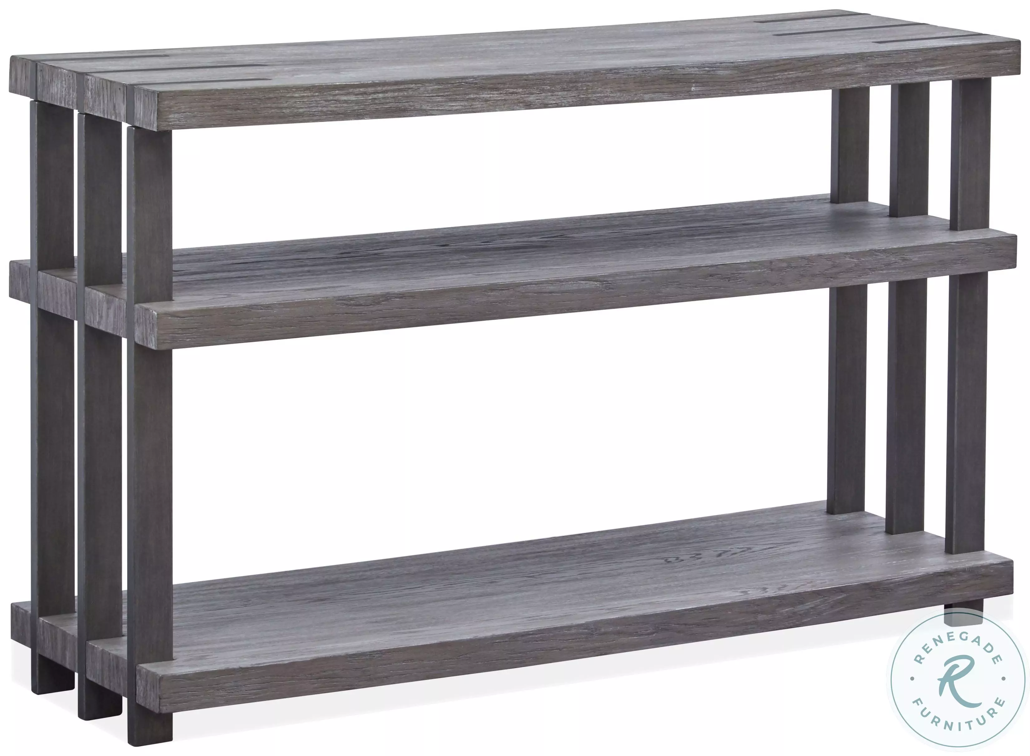 Whitmore Weathered Gravel And Satin Bronze Rectangular Sofa Table