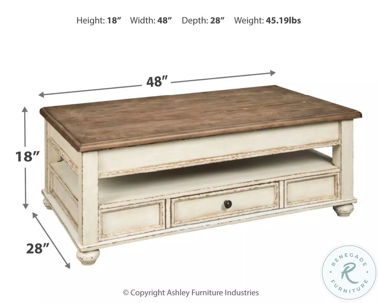 Realyn White And Brown Lift Top Cocktail Table From Home Gallery