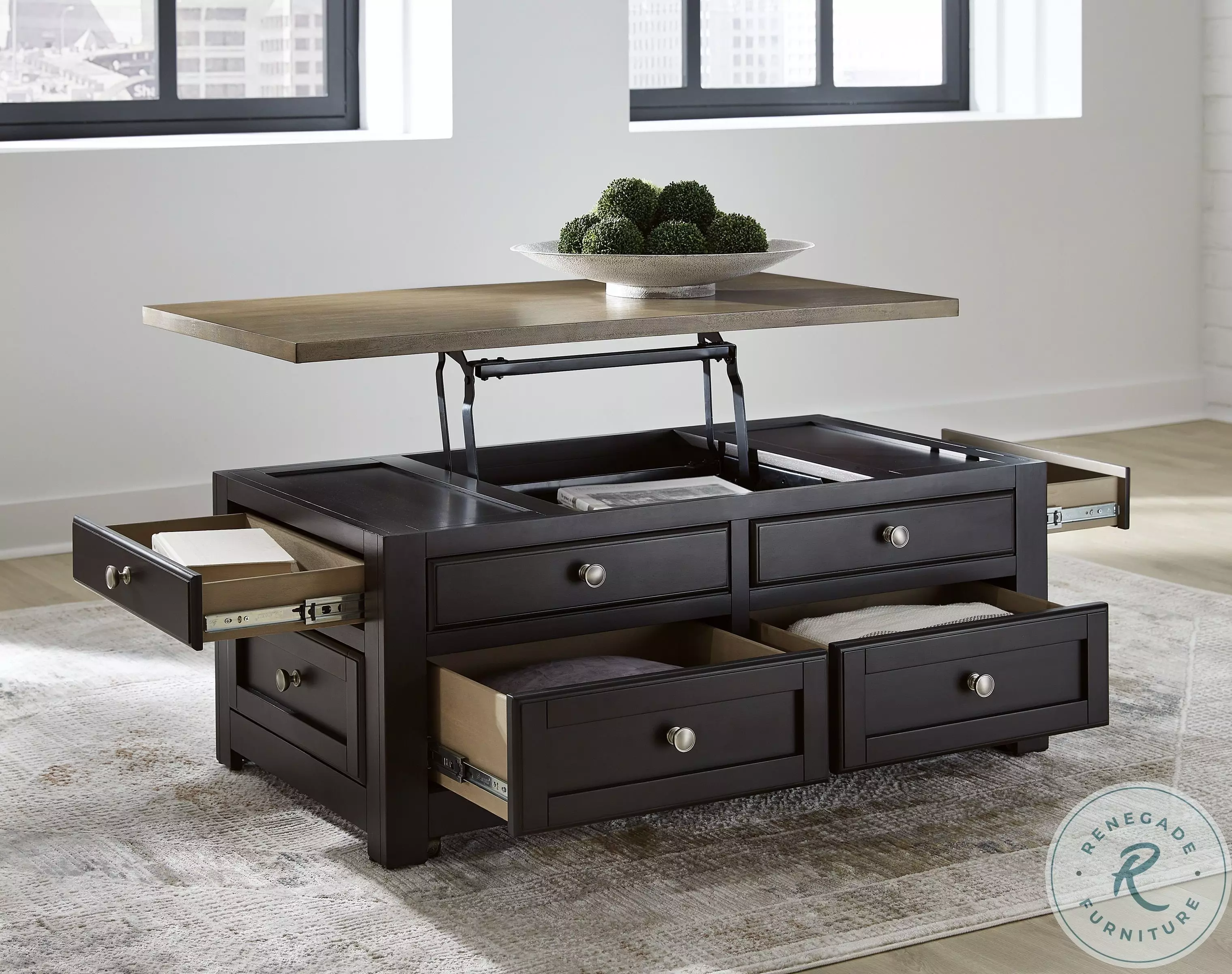 teat ティート ラグモチョップ アナアキ黒 Drazmine Light wood And Dark Chocolate Lift Top Occasional Table