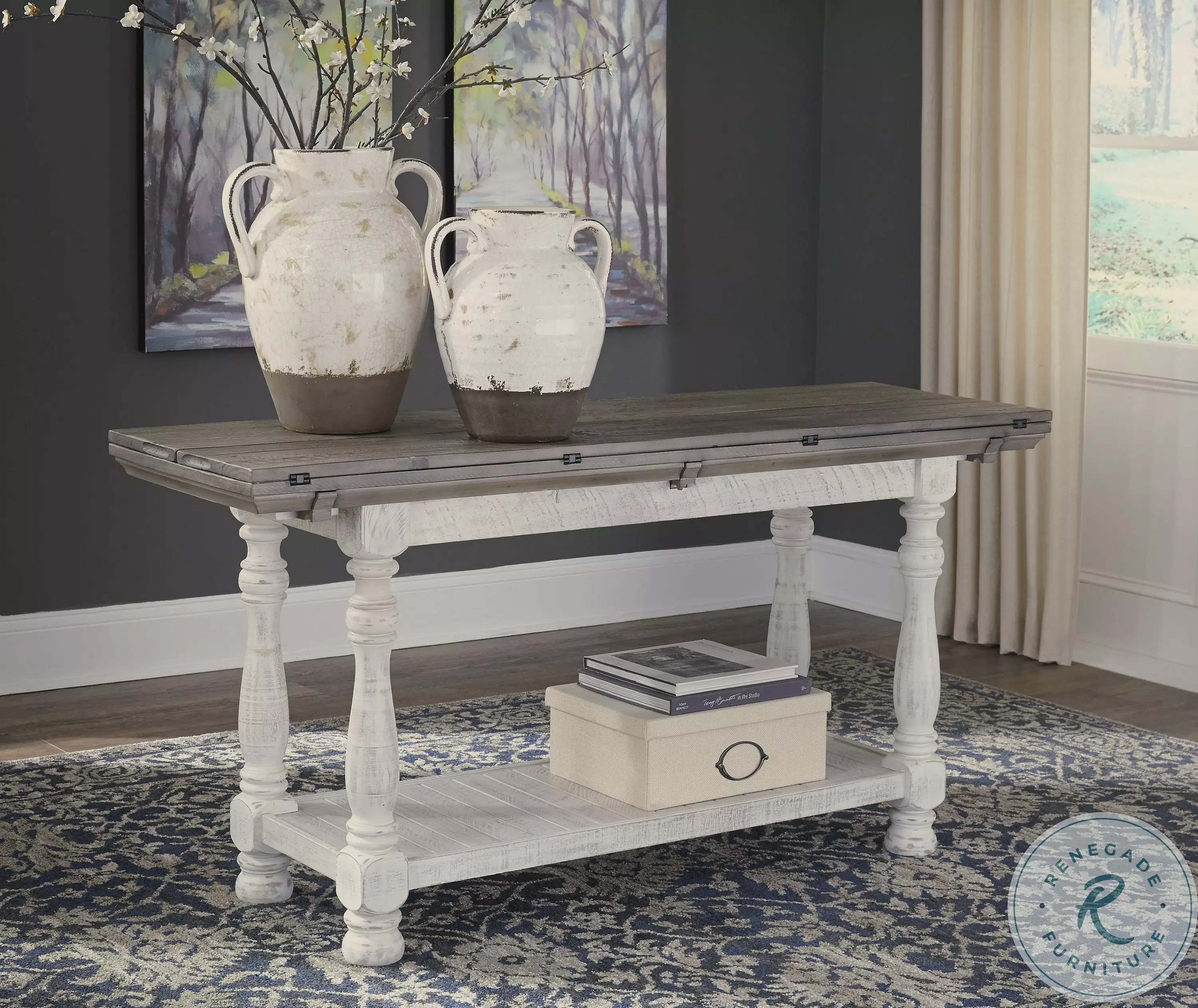 Havalance Gray and White Large Sofa Table From Home Gallery Stores