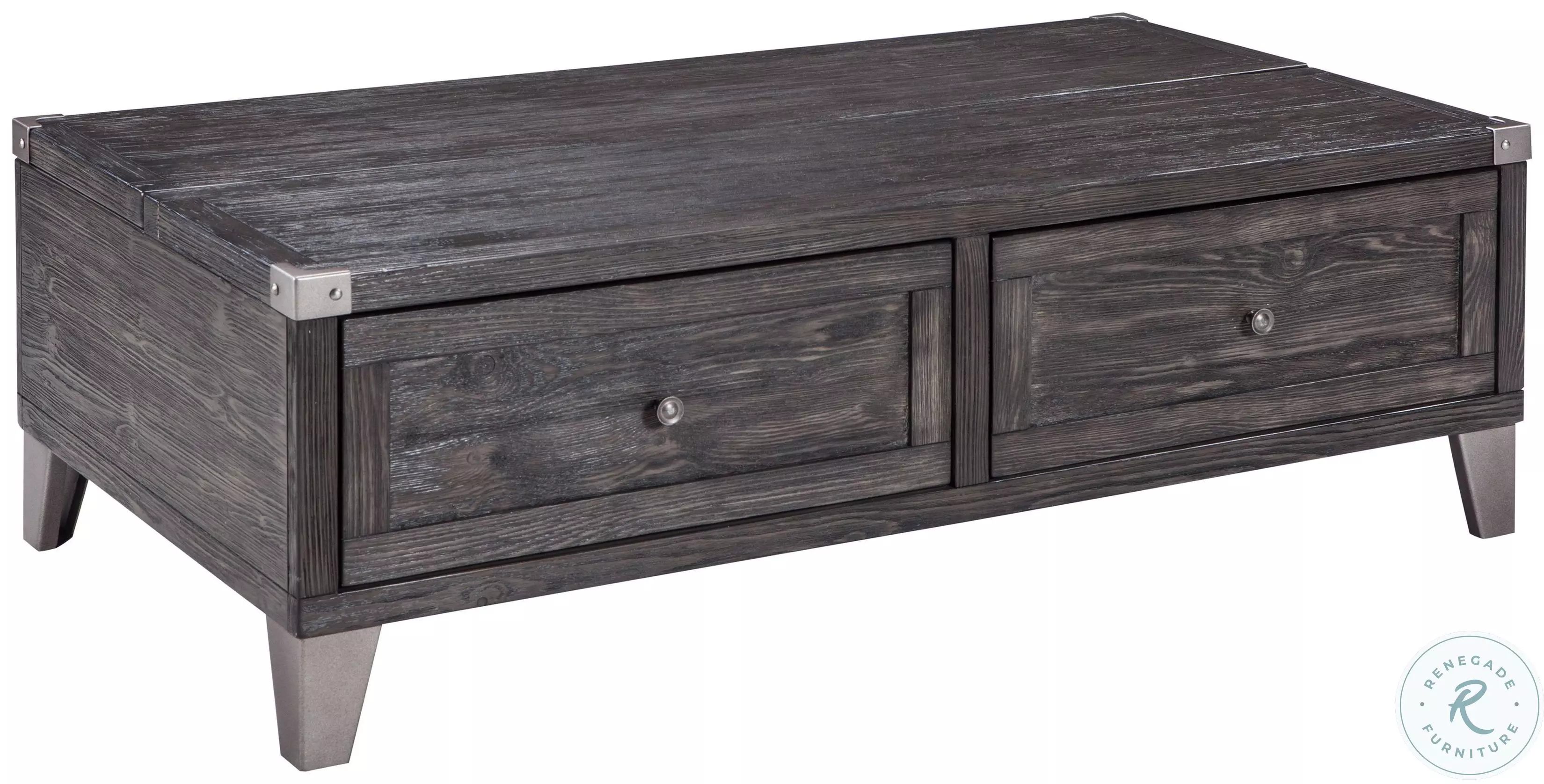 Todoe Dark Gray And Silver Lift Top Cocktail Table From Home