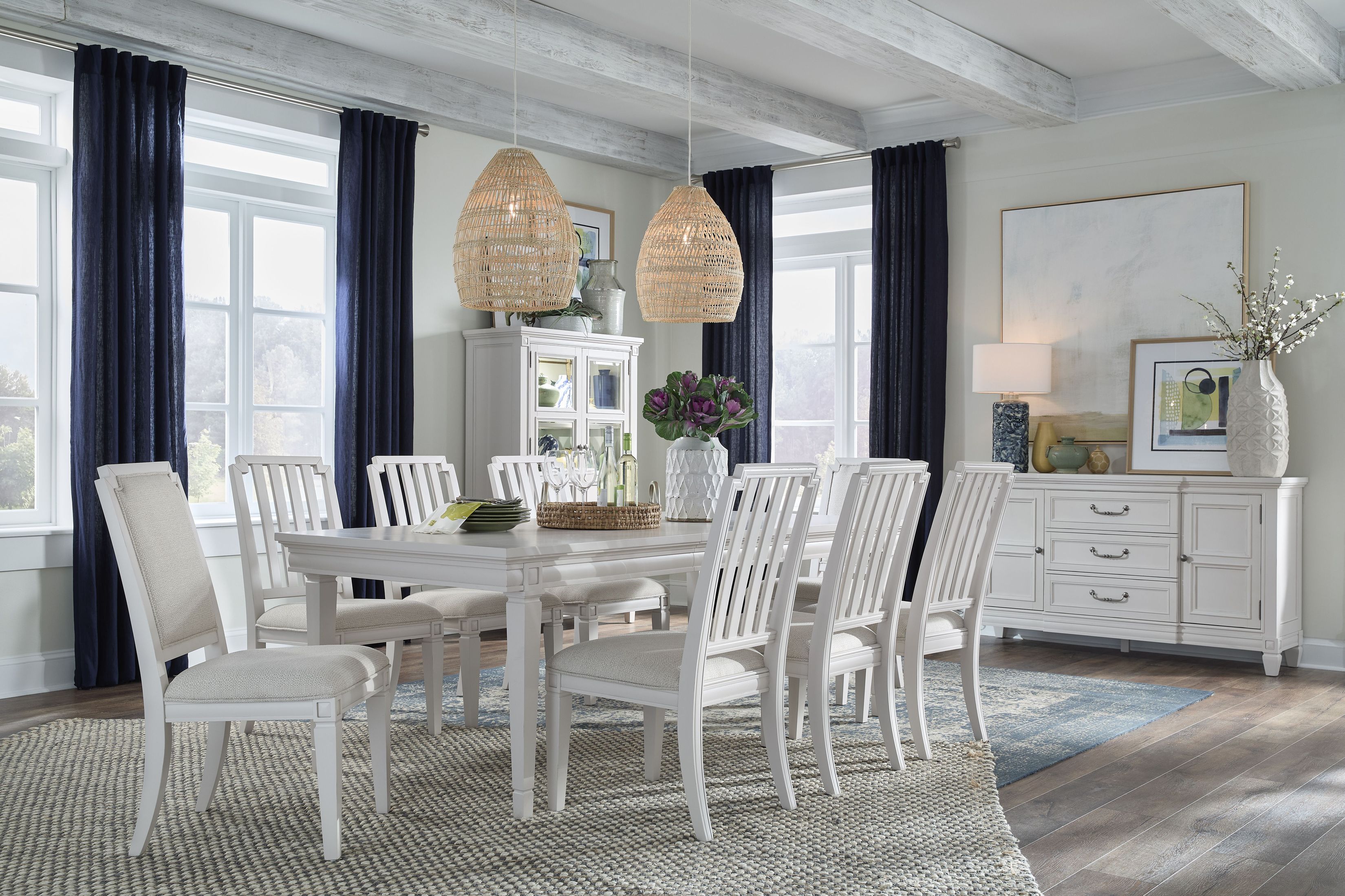 Silverwillow Egg Shell White Extendable Rectangular Dining Room Set ...
